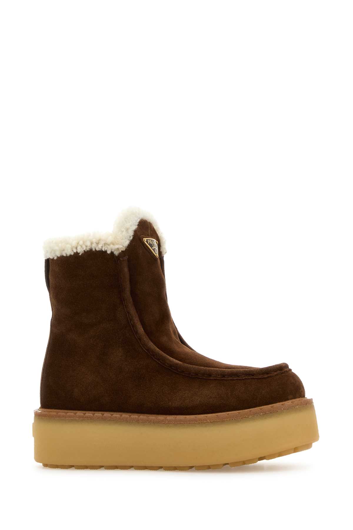 Prada Brown Suede Ankle Boots In Brown