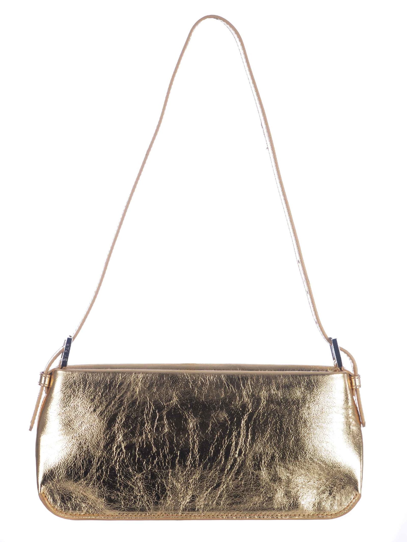 Shop By Far Shoulder Bag  Dulce In Metallic Leather In Pale Gold