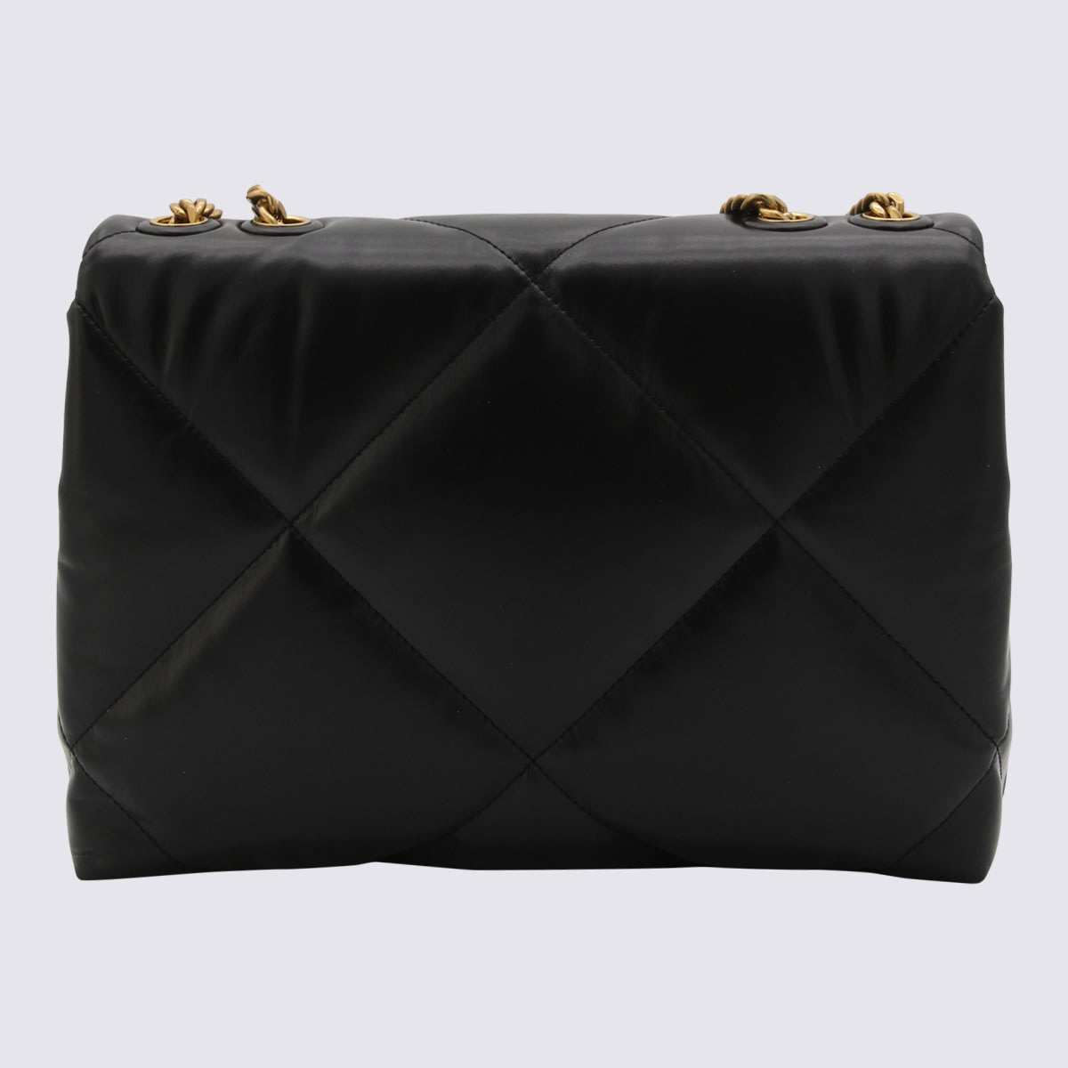 Tory Burch Black Leather Kira Diamond Shoulder Bag In Black