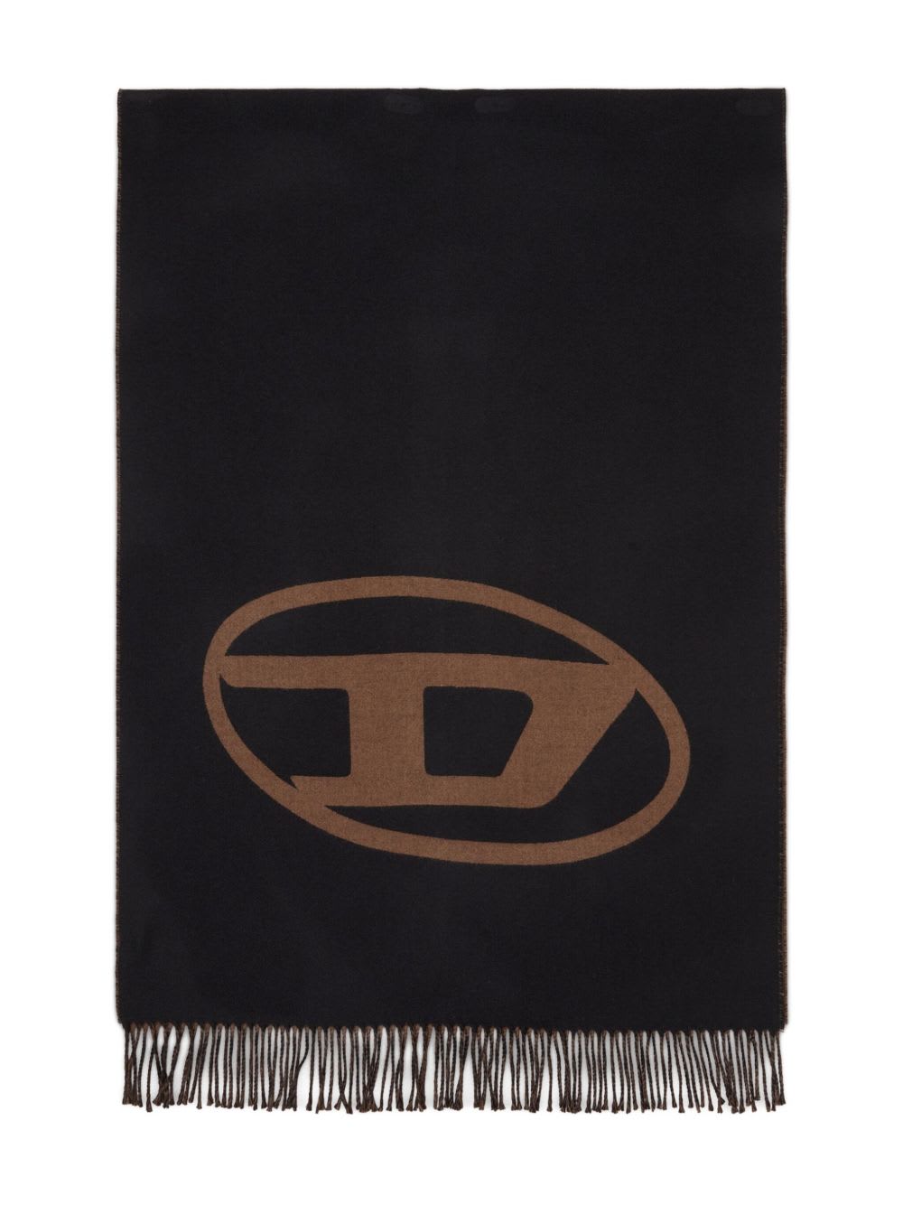 Diesel S-tevie Oval-logo Fringed Scarf In Black