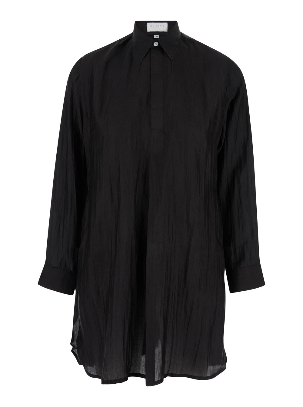 Black Relaxed Blouse With Concealed Closure In Silk Woman