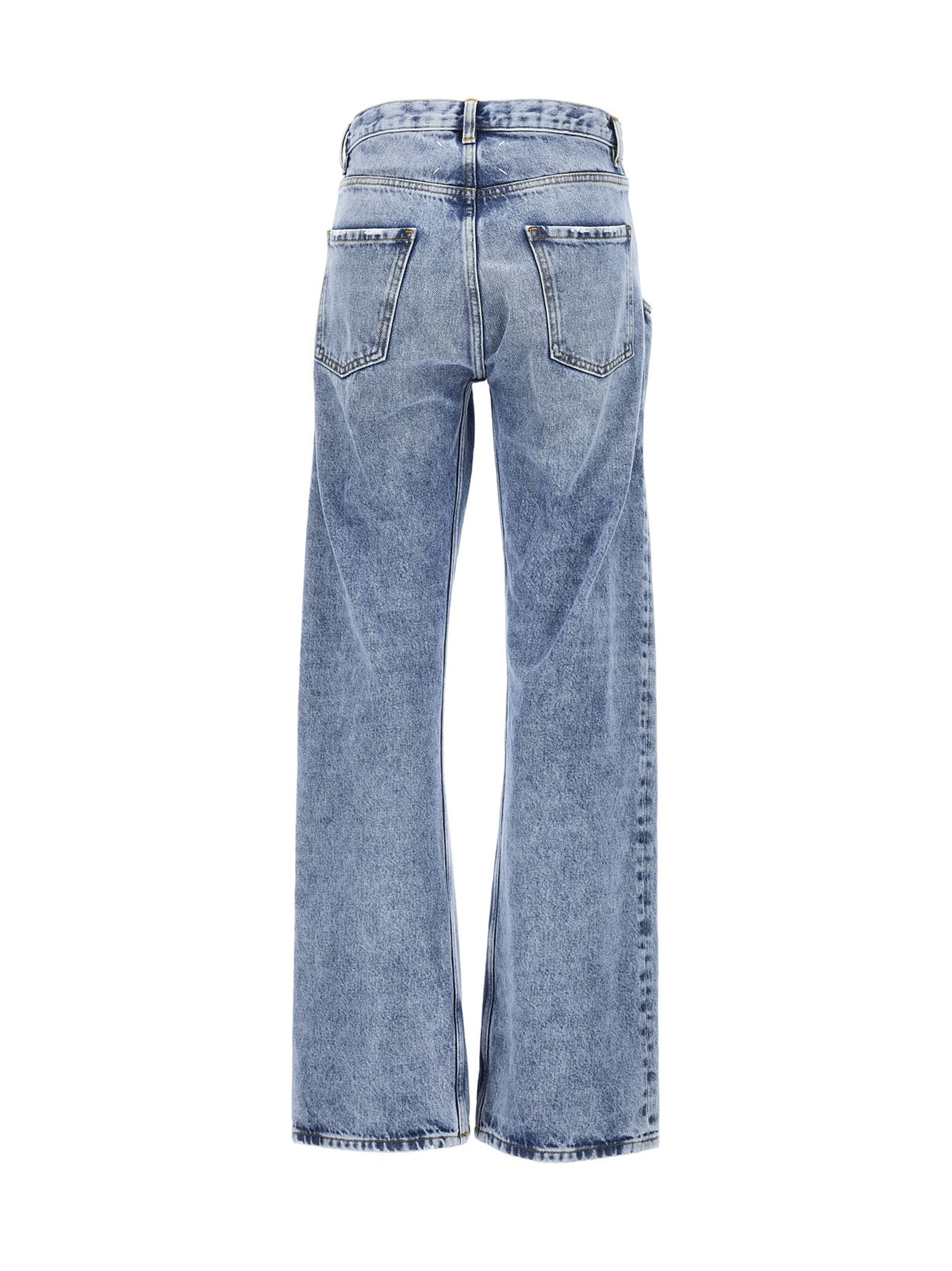 Shop Maison Margiela Jeans Tagli Laterali In Light Blue