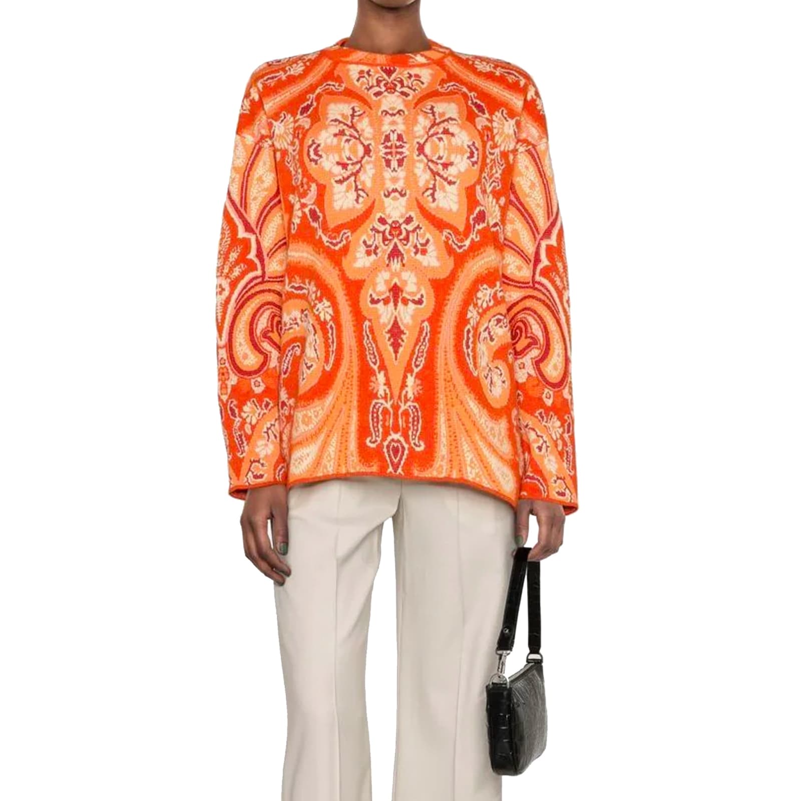 Shop Etro Intarsia-pattern Jumper In Orange