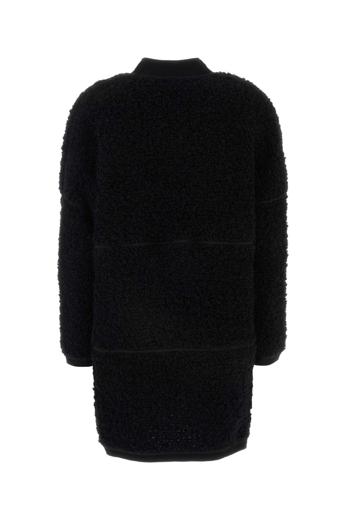 Shop Giorgio Armani Black Teddy Fabric Cardigan In Nero