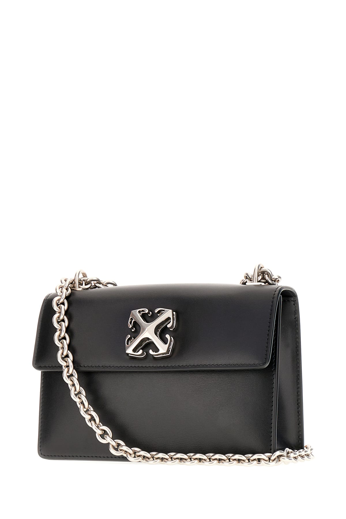 Shop Off-white Black Leather Jitney 2.0 Crossbody Bag In 1072