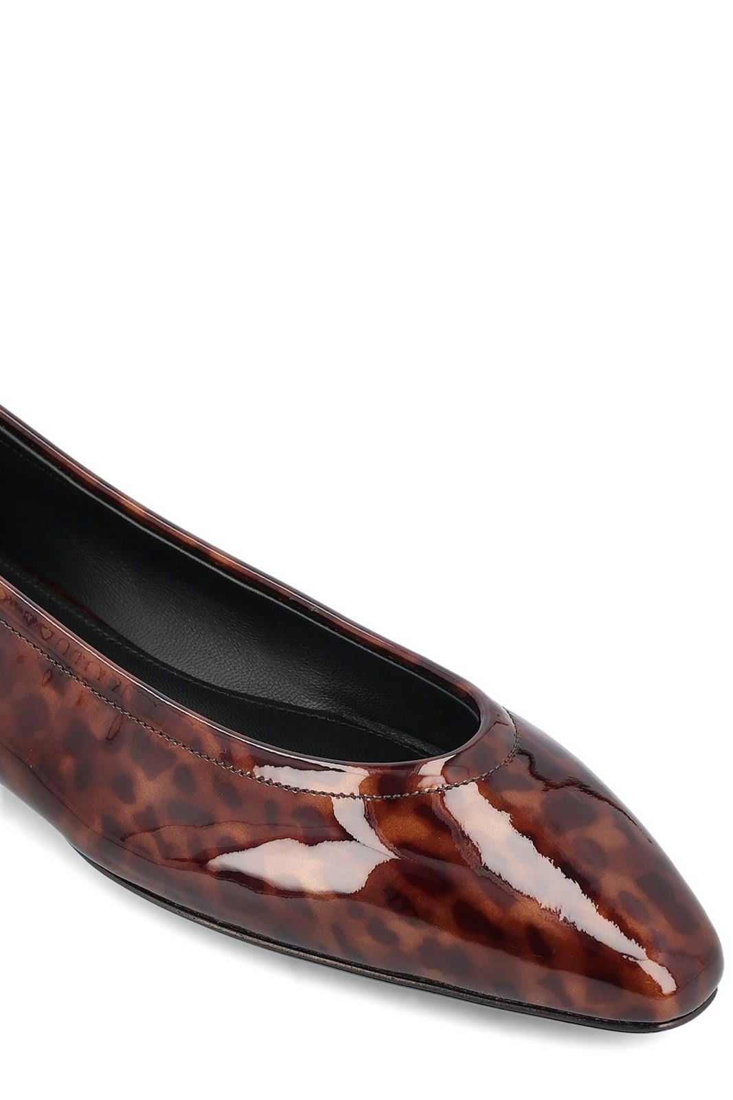 Shop Loro Piana Primula Slip-on Ballet Flats In Brown Patent Animalier