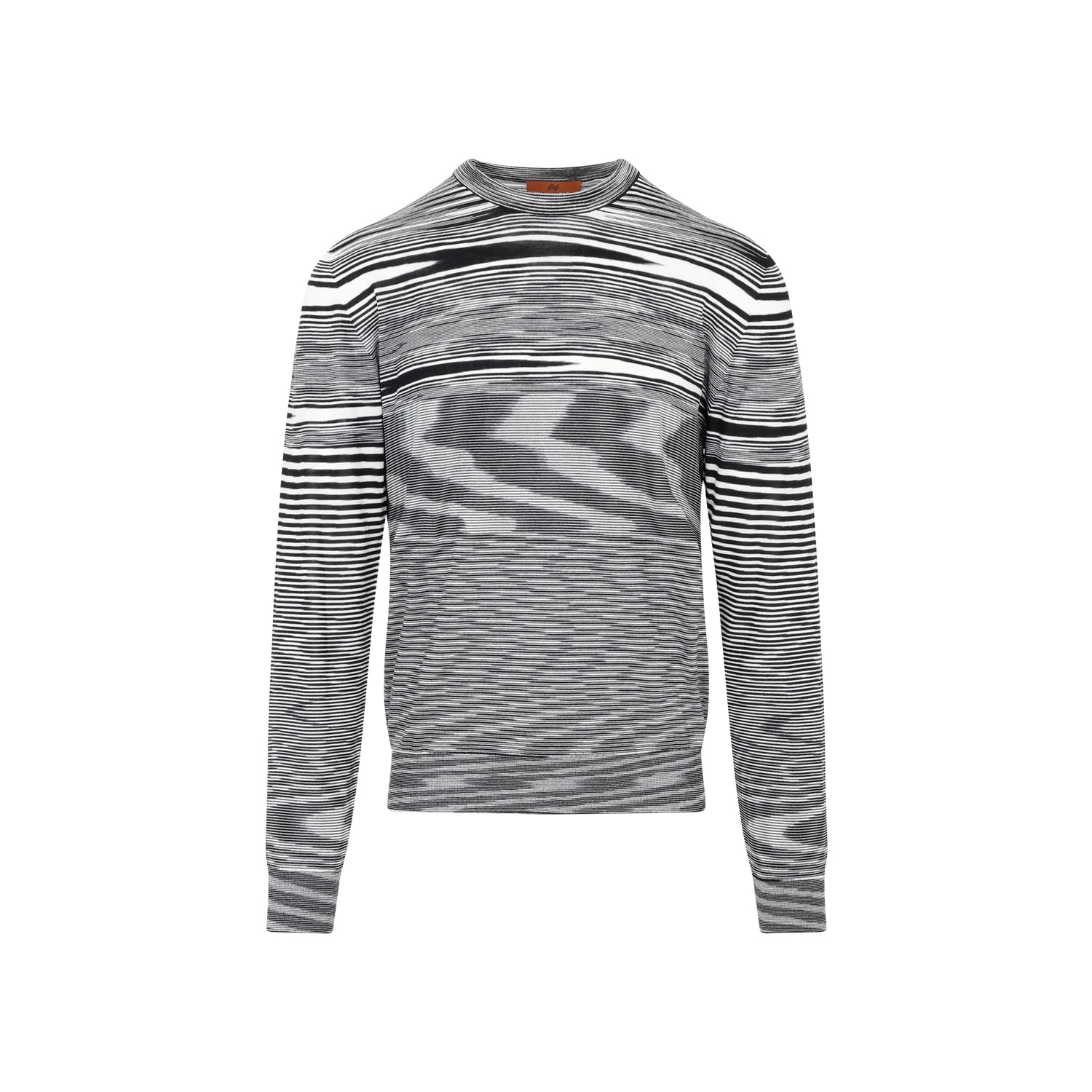 Shop Missoni Crewneck Wool Sweater In Space Dye Black White