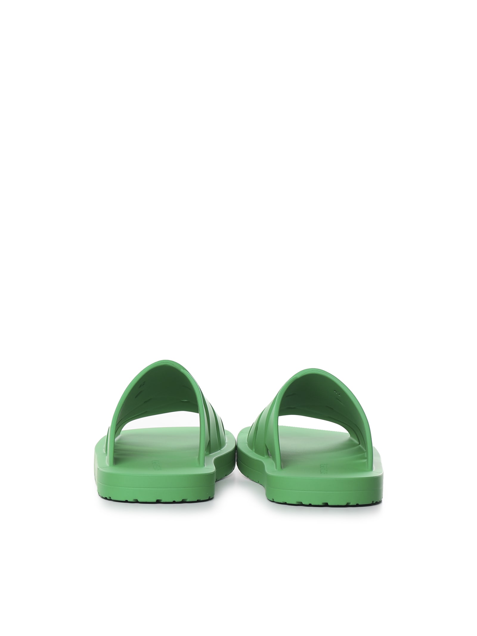 Bottega Veneta Slides In Black Rubber In Green
