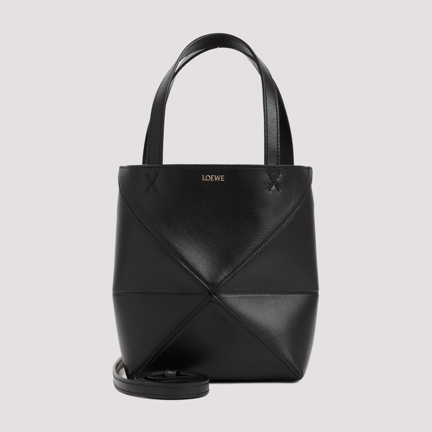 Loewe Mini Puzzle Fold Tote Bag In Black