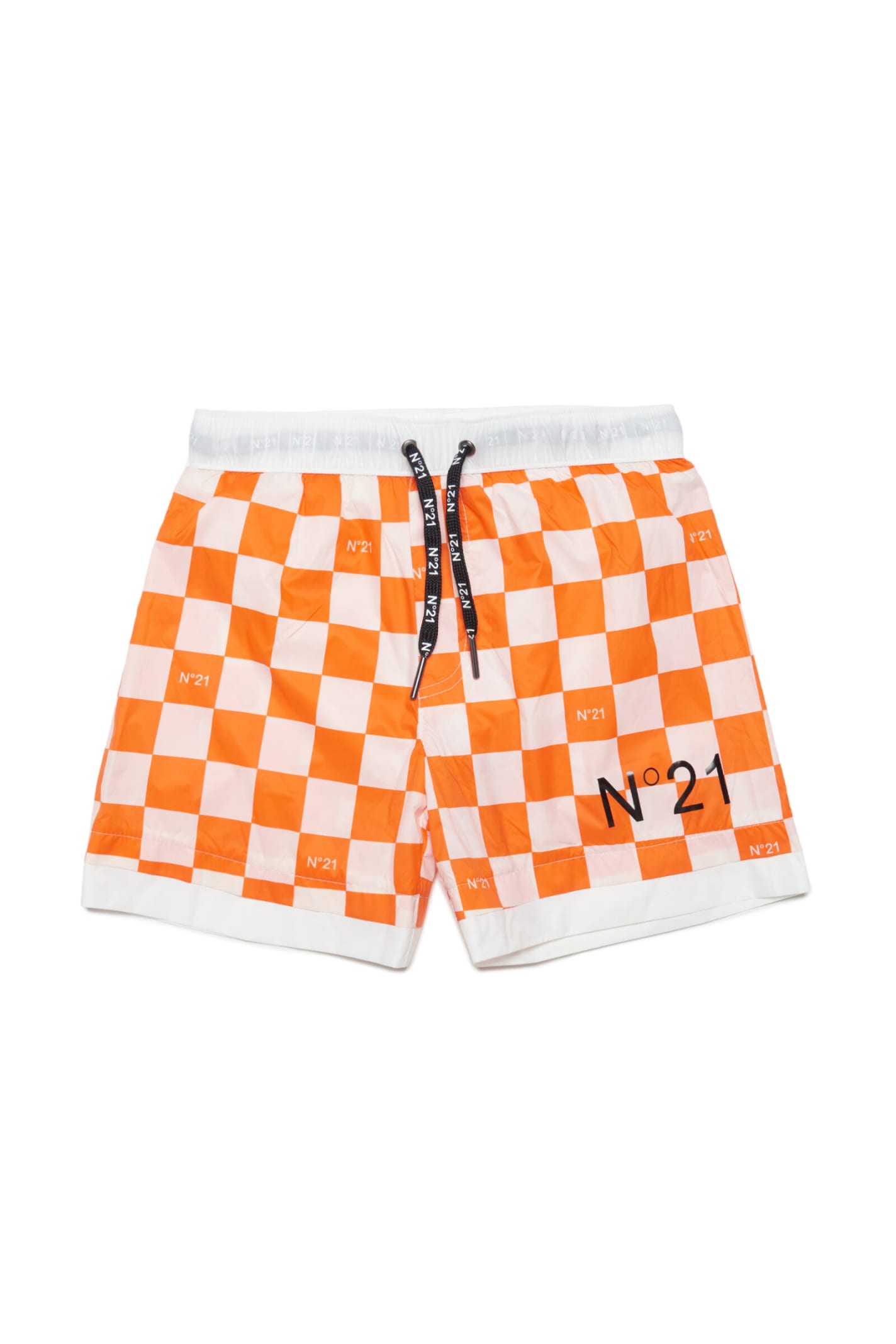 N°21 N21M18M SW BOXER N°21 WHITE SWIM BOXERS WITH DAMIER GRAPHICS