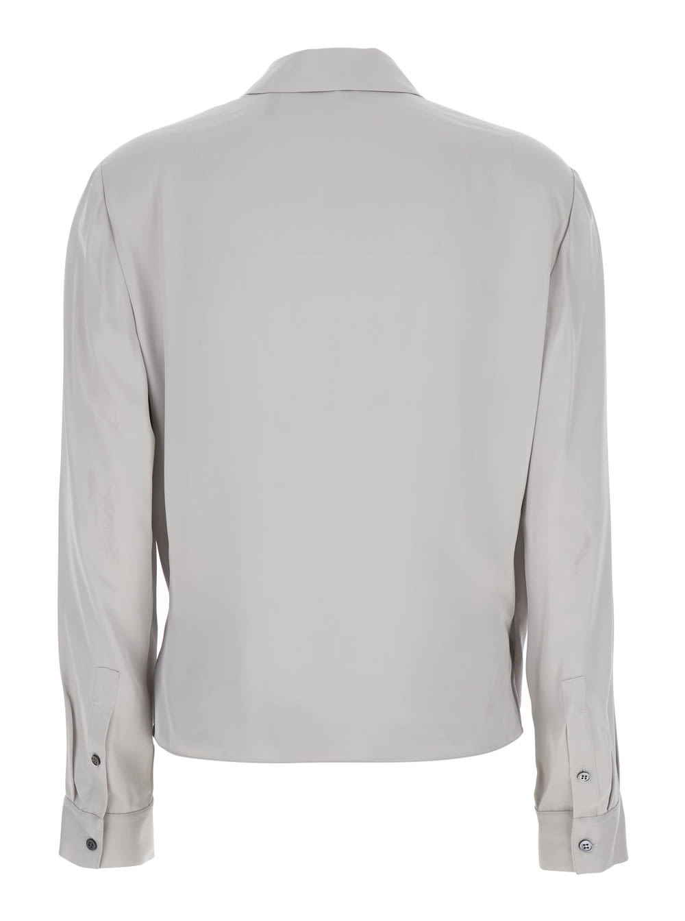 Theory Metallic Blouse With Peak Revers And Crossover Neck In Metallic