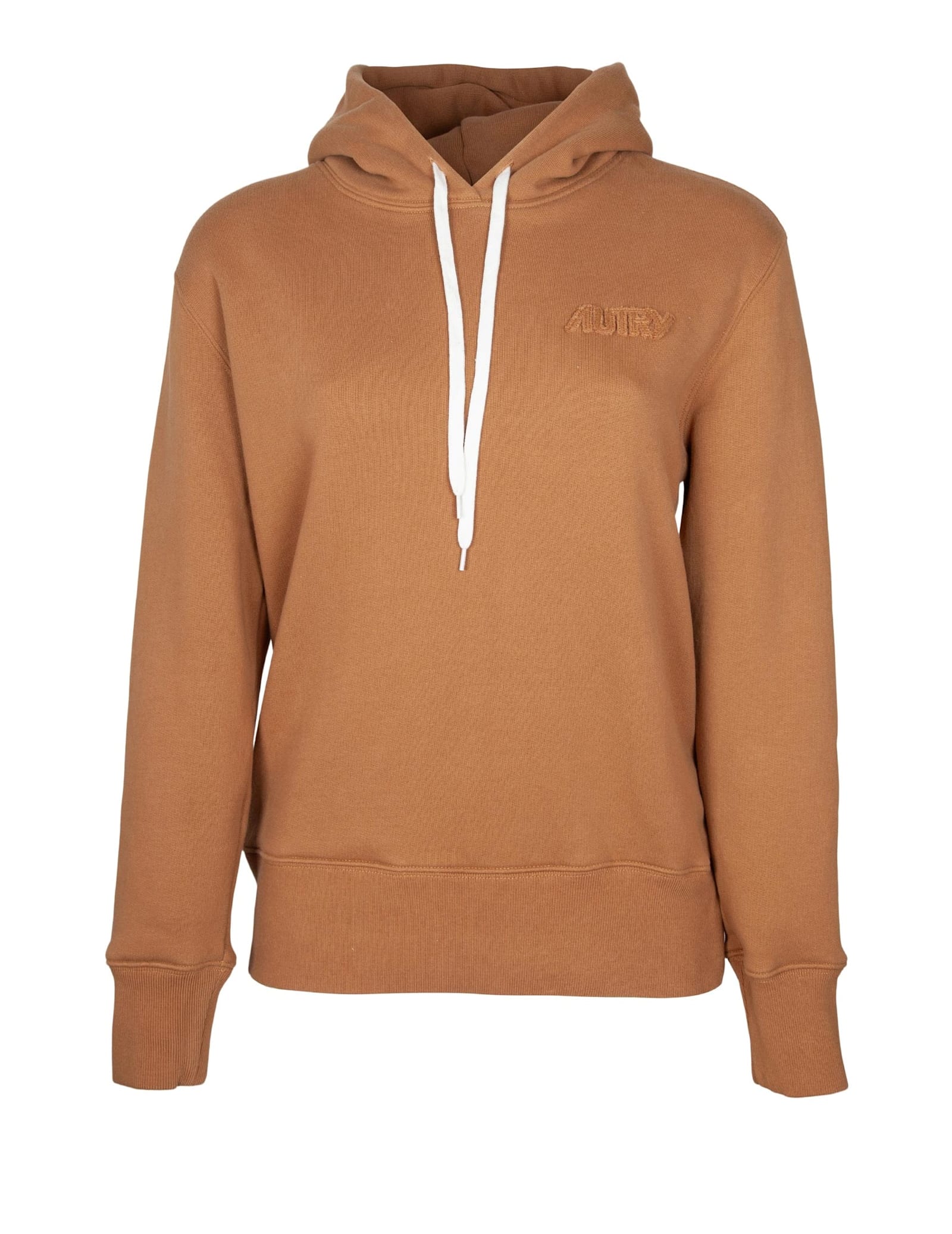 Autry Drawstring Hooded Knitwear With Ribbed Cuffs In Brown