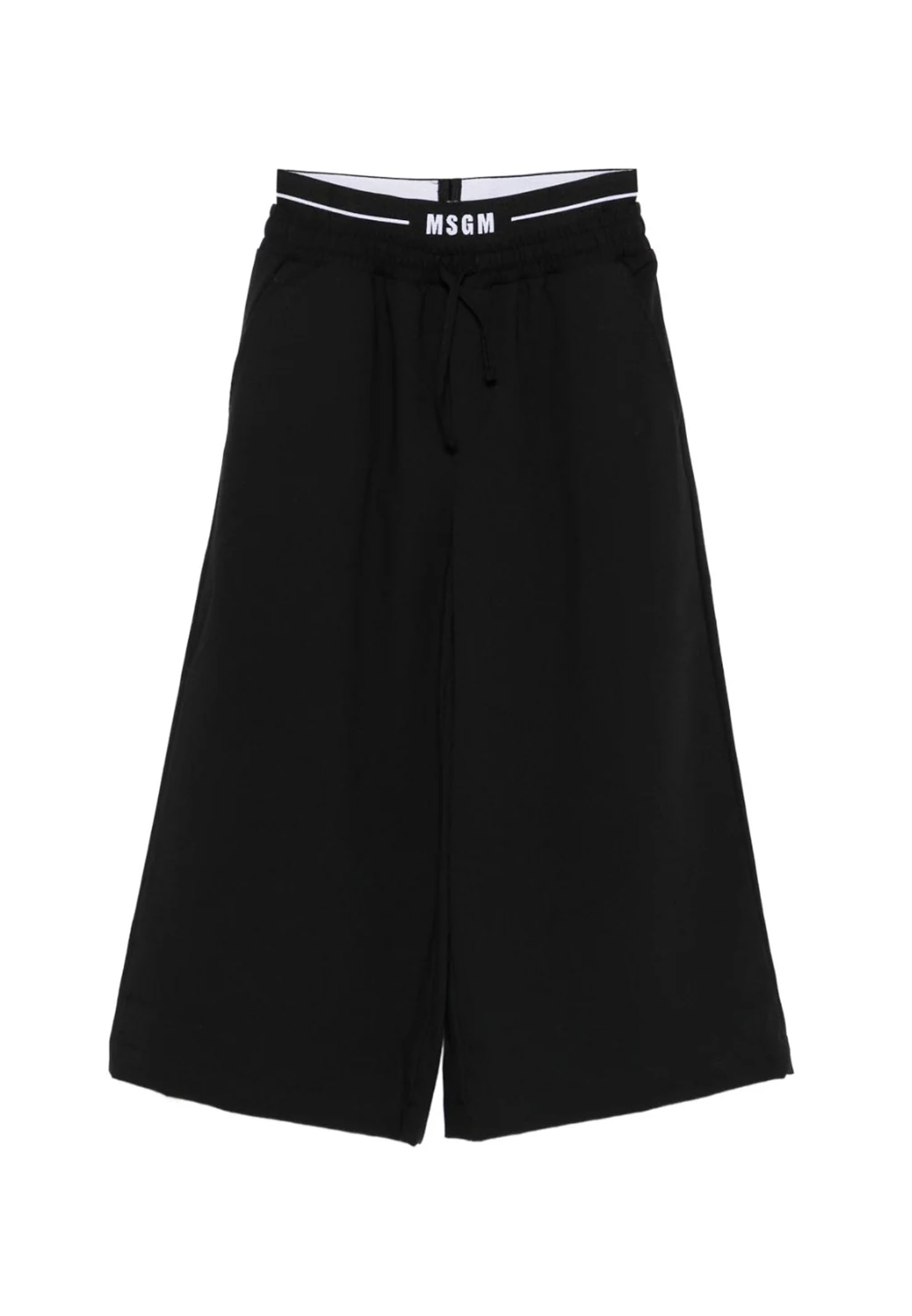 Msgm Black Trousers For Kids With Logo In Black