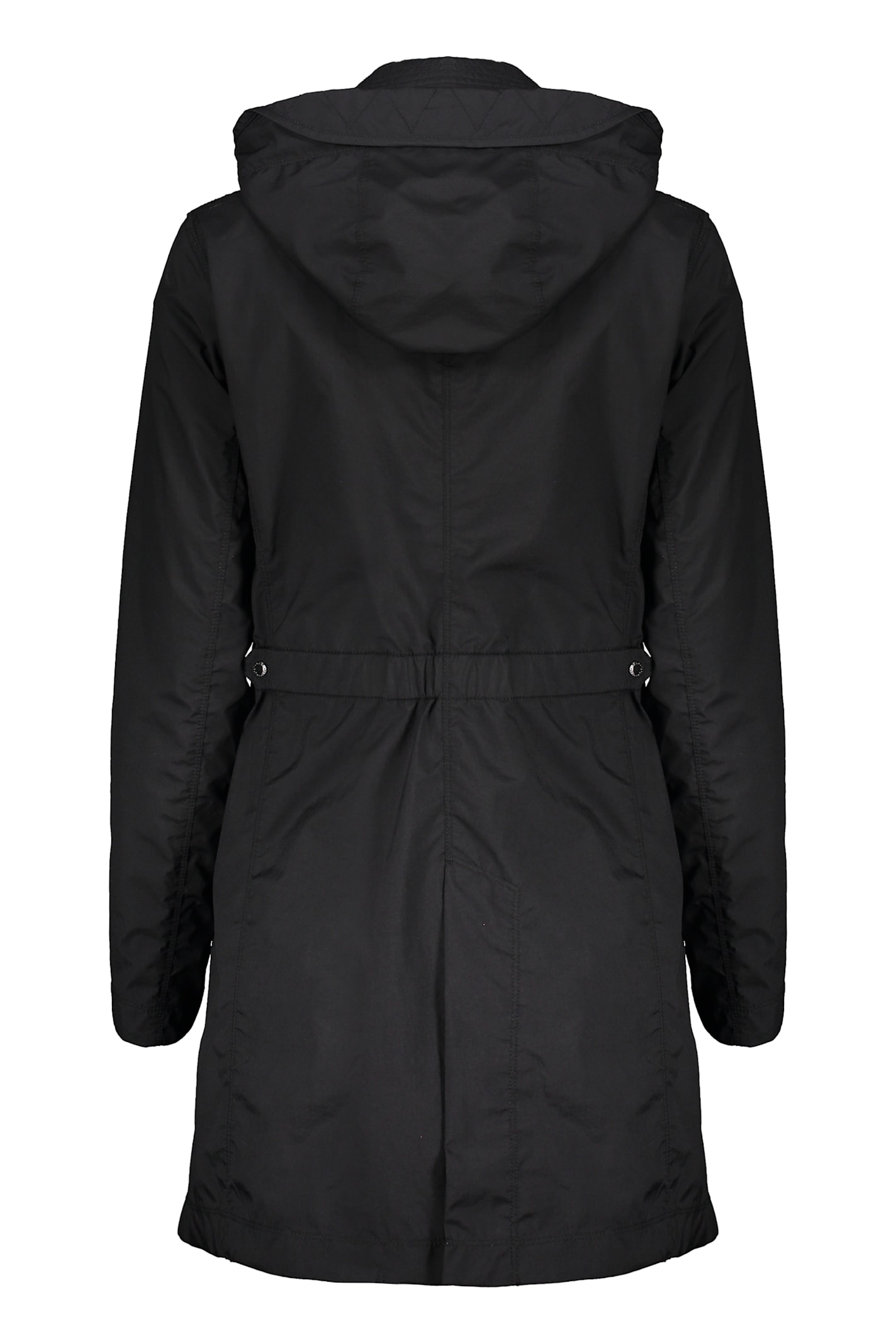 Parajumpers Black Versatile Trench Coat With Adjustable Hood In Blue