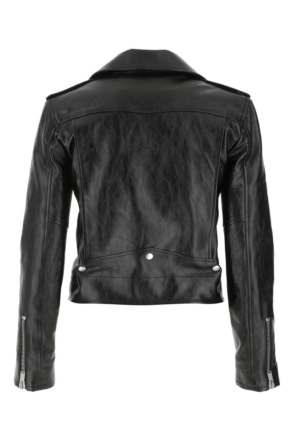 Saint Laurent Black Leather Jacket In 1000
