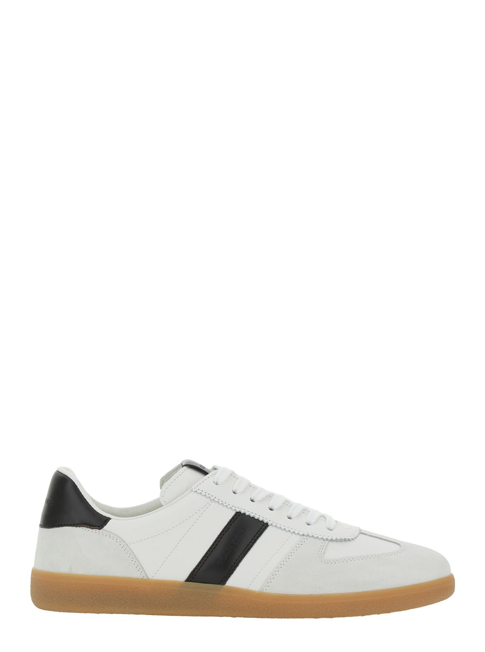 Tom Ford archer White Low Top Sneakers With Logo Lettering On Tongue And Heel And Contrasting Heel In Leather Man