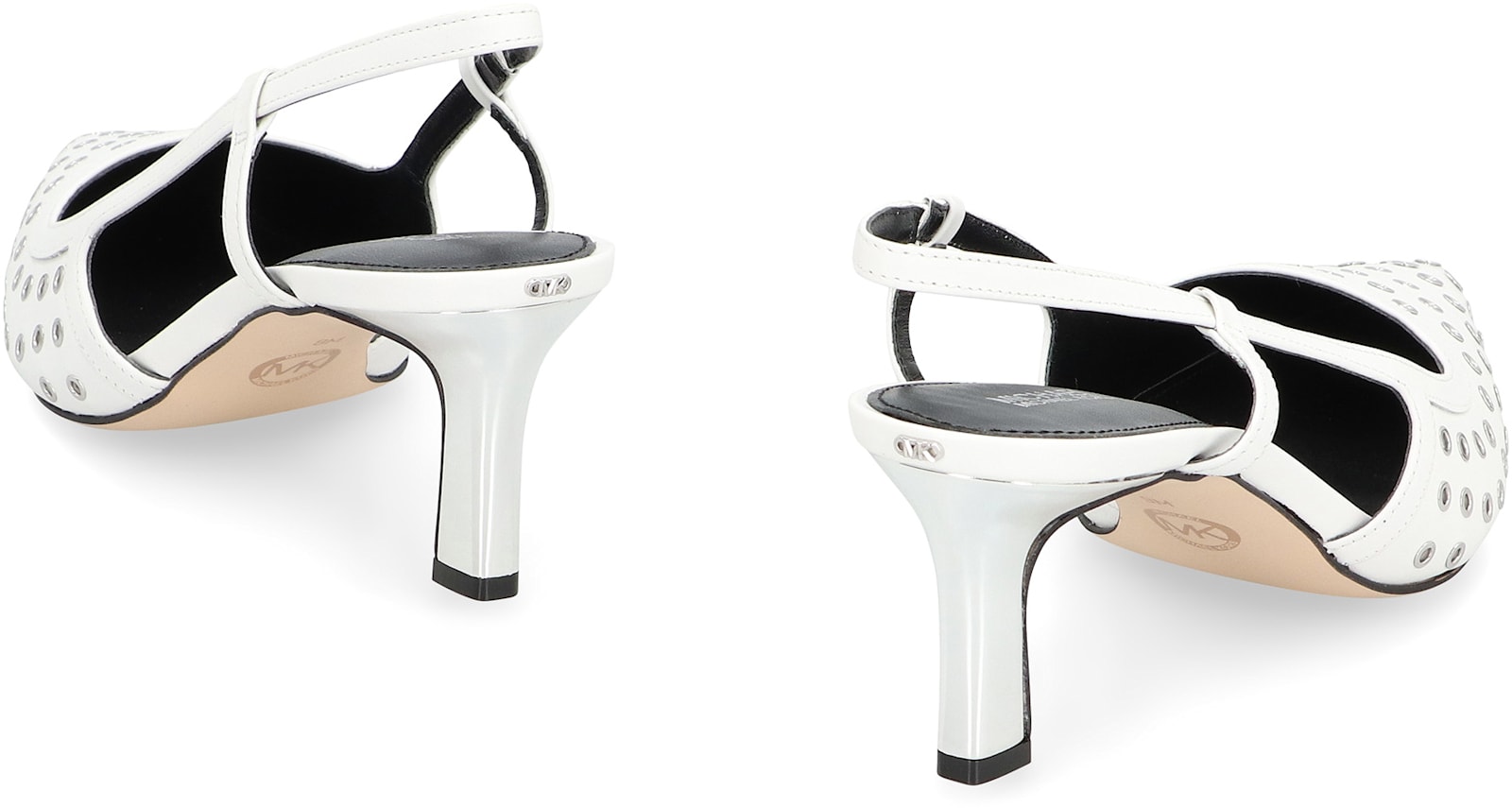 Shop Michael Michael Kors Alora Leather Slingback Pumps In Optic White