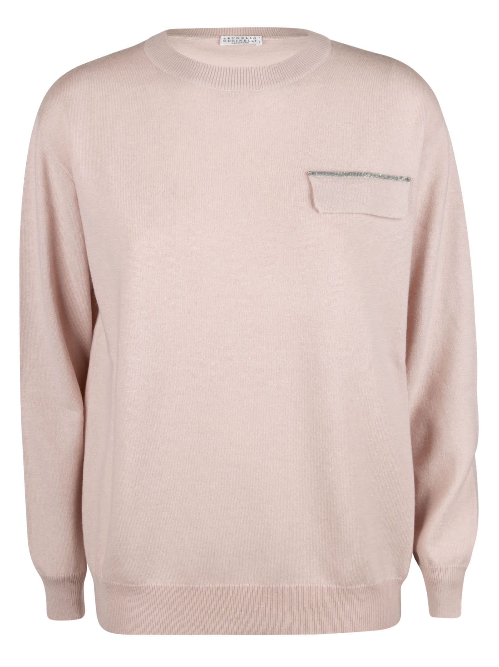 Brunello Cucinelli Round Neck Embellished Plain Sweater