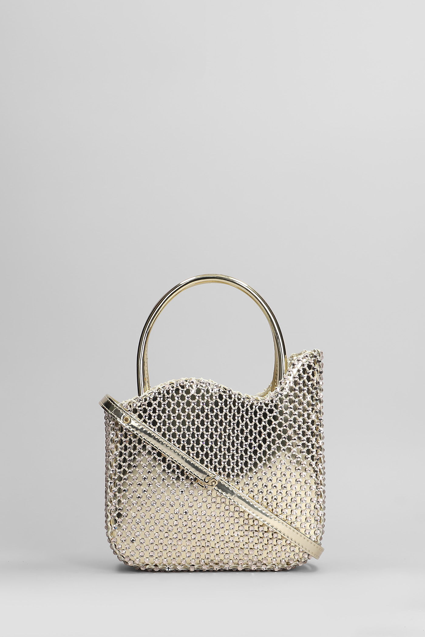 Shop Le Silla Mini Gilda Shoulder Bag In Platinum Leather