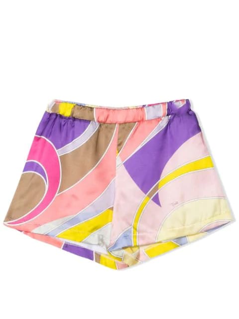 Emilio Pucci Kids' Multicolour Silk Blend Shorts In Multicolor