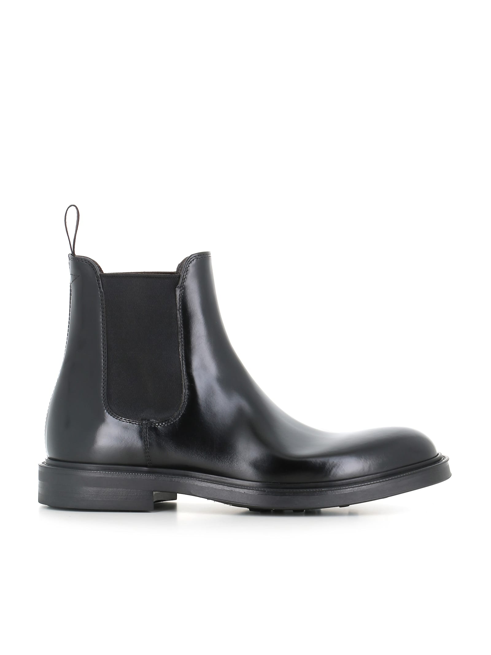 Green George Elastic-panel Leather Boots In Black