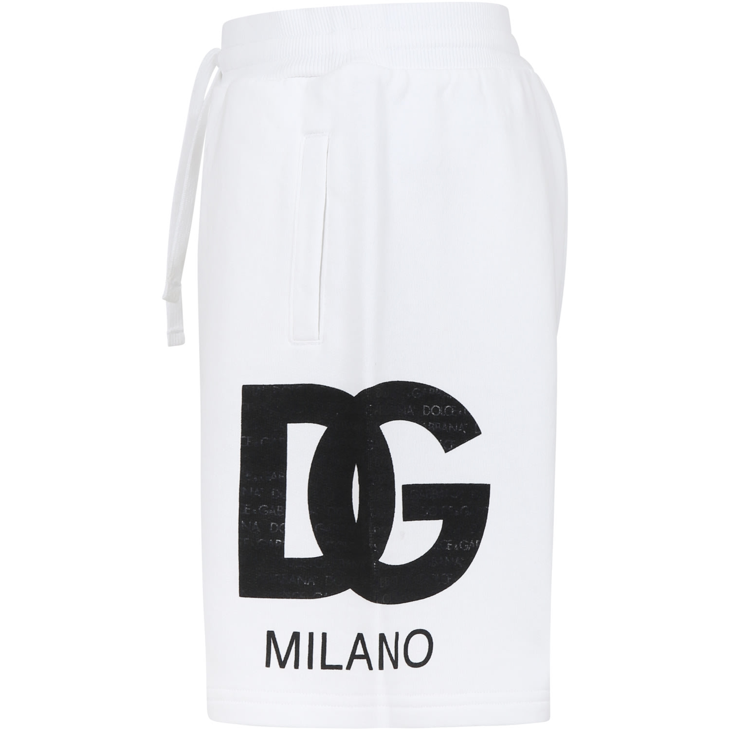 Shop Dolce & Gabbana White Shorts For Boy With Iconic Monogram In Bianco