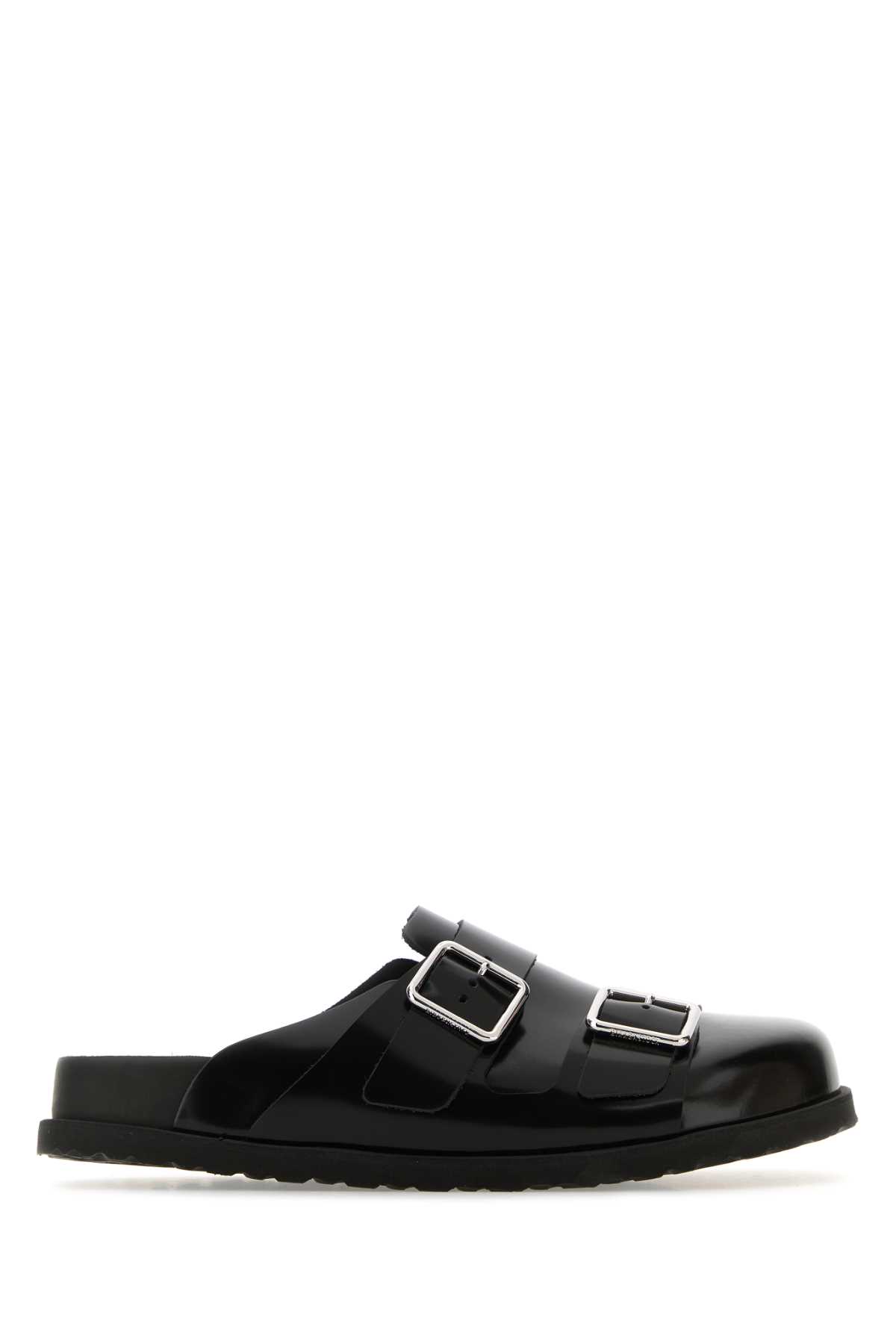 Black Leather 222 West Slippers