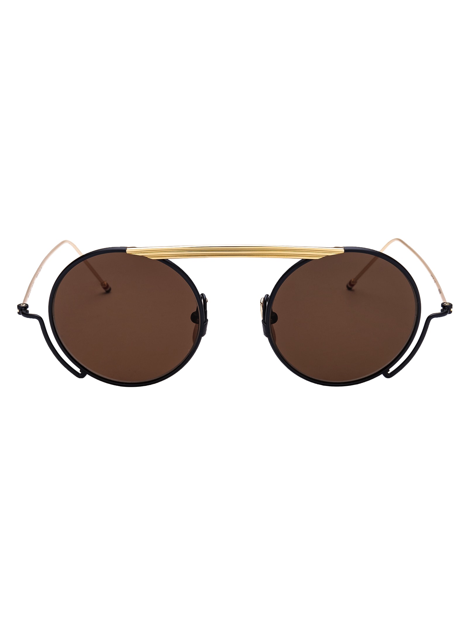 Thom Browne Tb-111 Sunglasses In Matte Navy - White Gold W/ Dark Brown - Ar