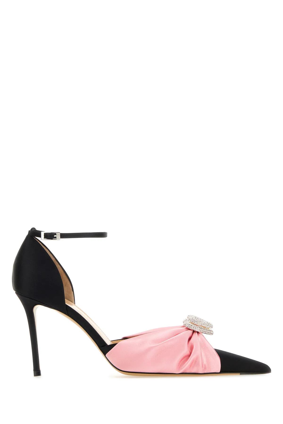 Shop Mach &amp; Mach Black Satin Pumps In Pink