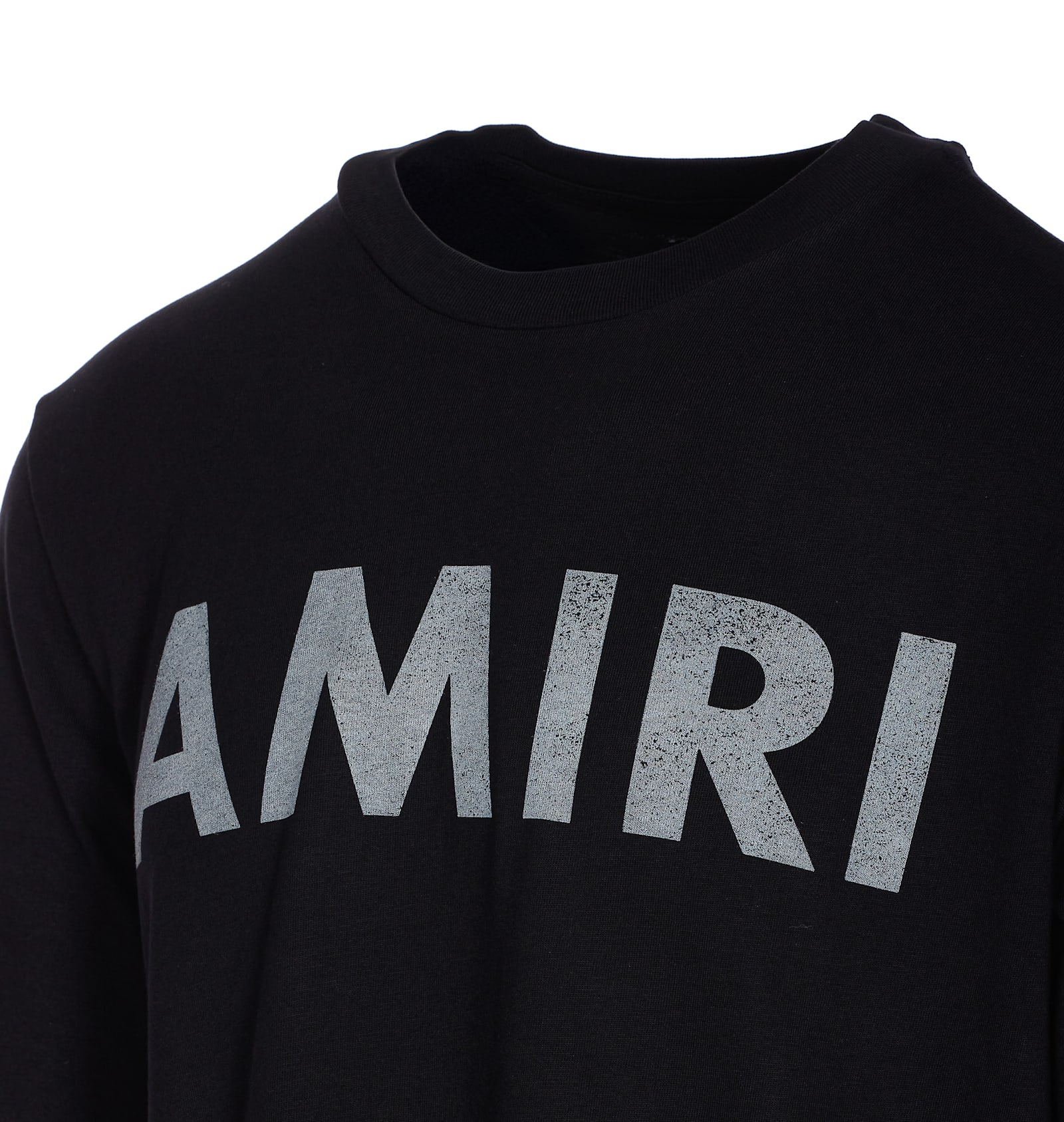 Amiri Black Cotton T-shirt With Bold Logo Statement
