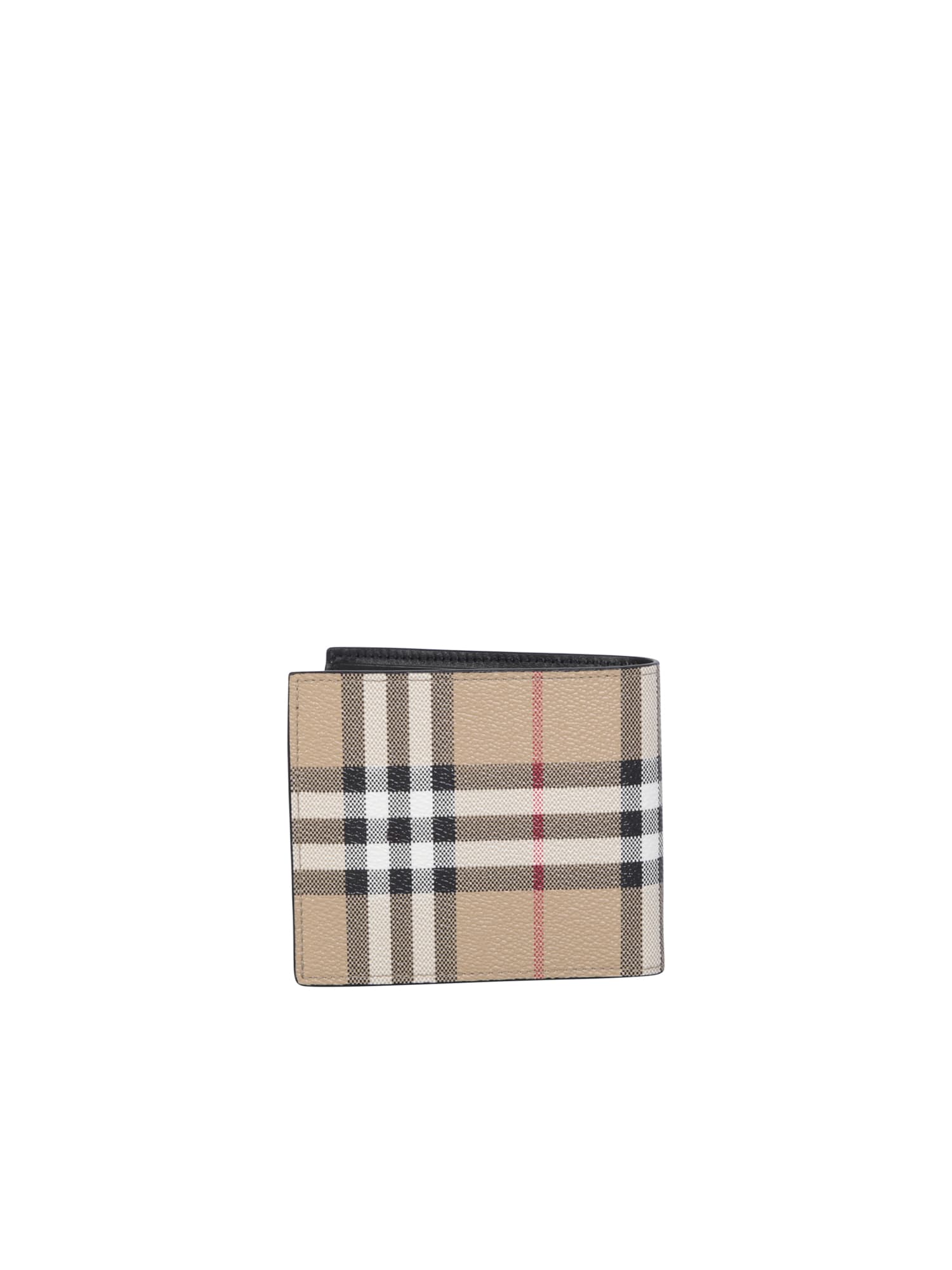 BURBERRY: Daniels wallet in Vintage Check print coated saffiano fabric -  Beige