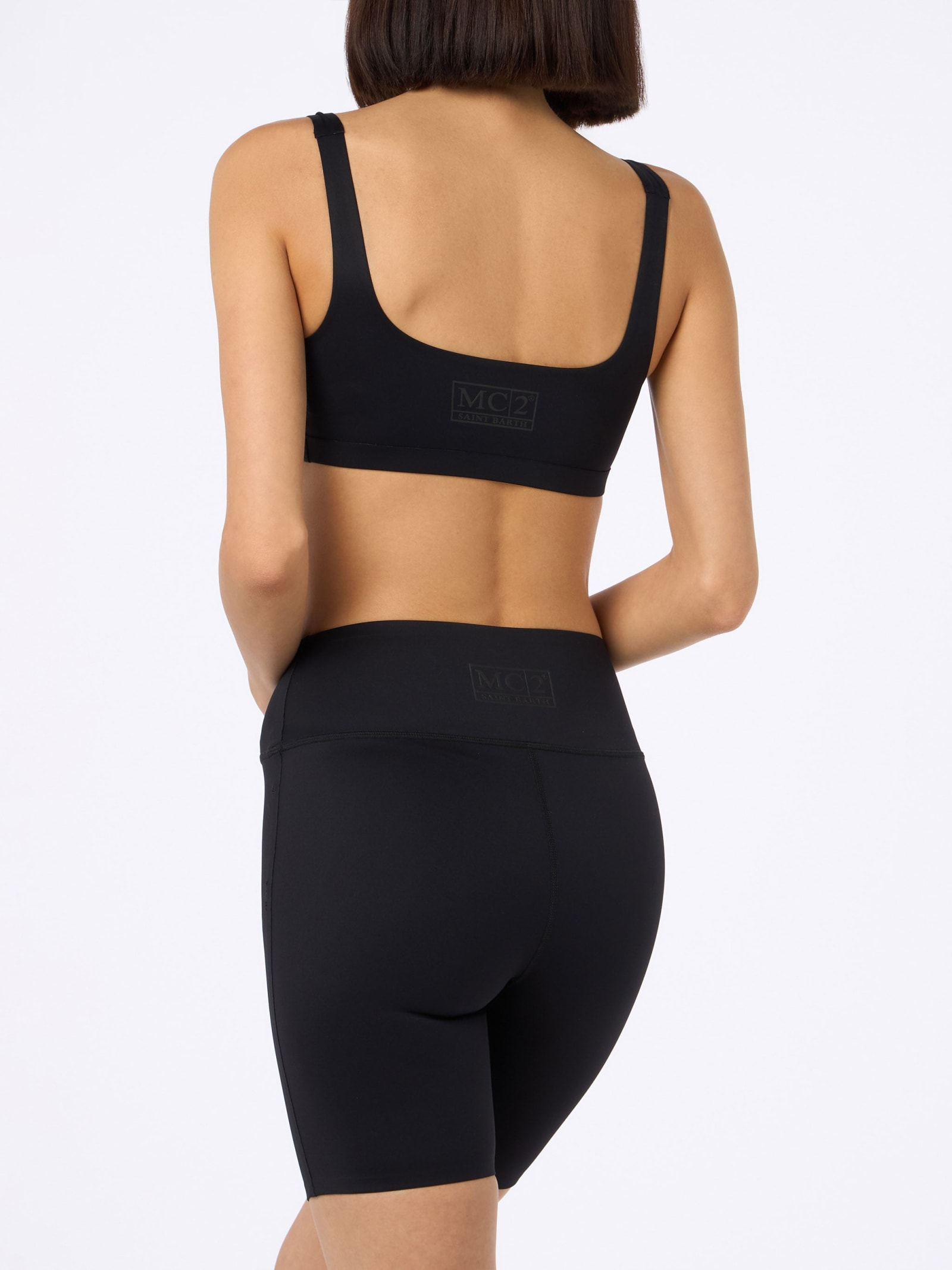 Mc2 Saint Barth Woman Heatsealed Sport Bra Fify In Black