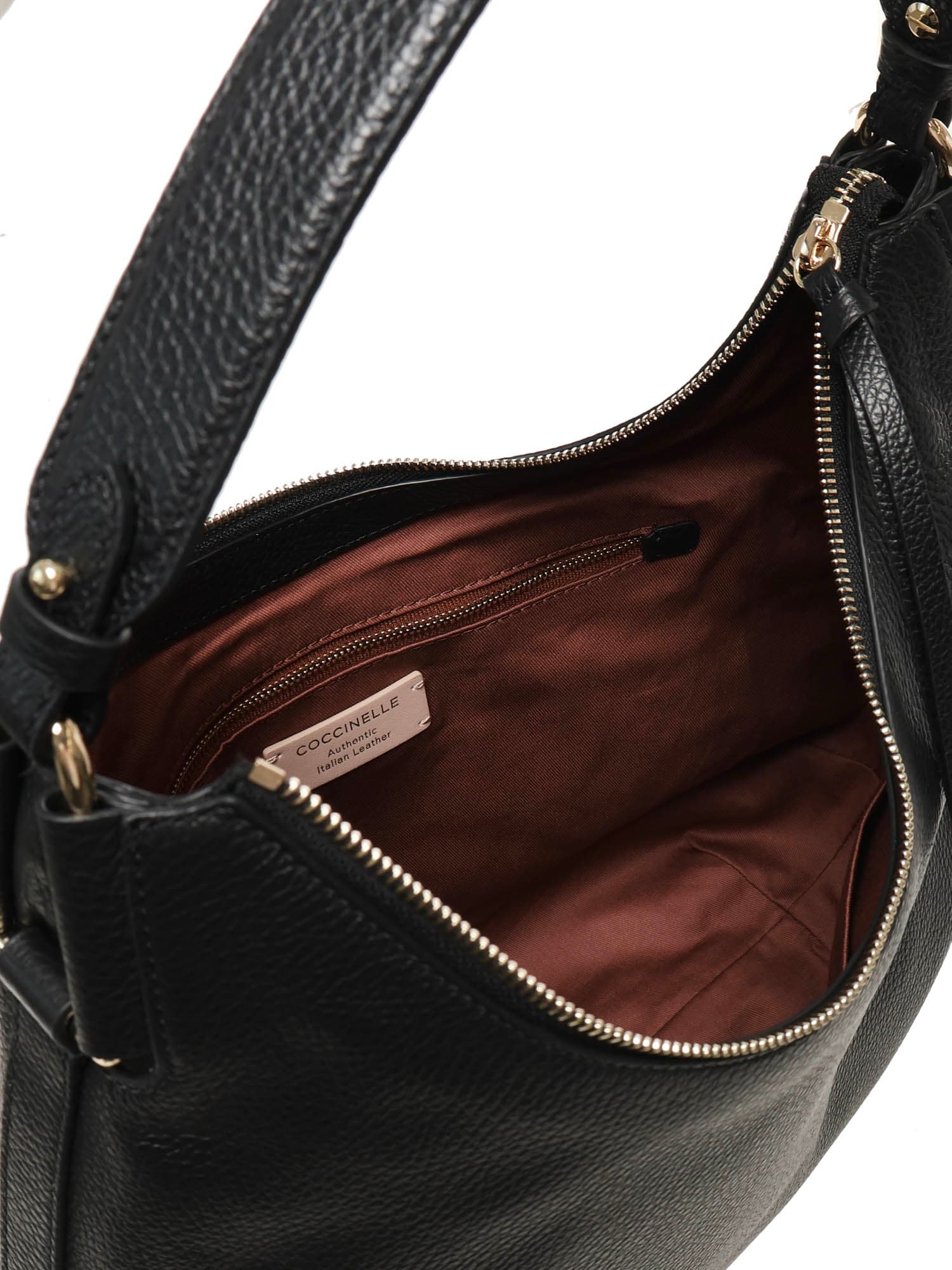 Coccinelle Malory Grained-leather Shoulder Bag In Black