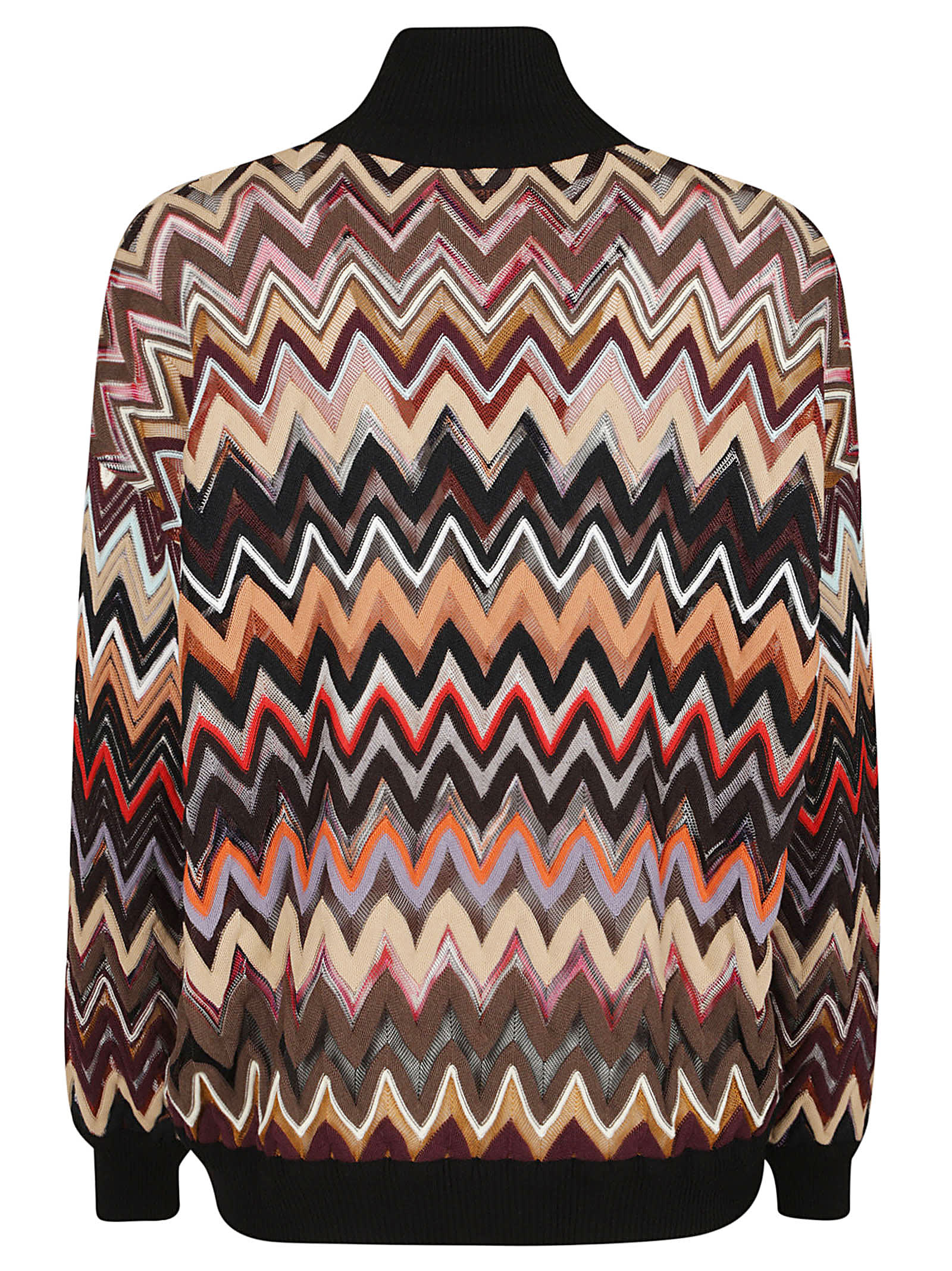 Shop Missoni High-neck Zig-zag Patterned Sweater In Multicolor