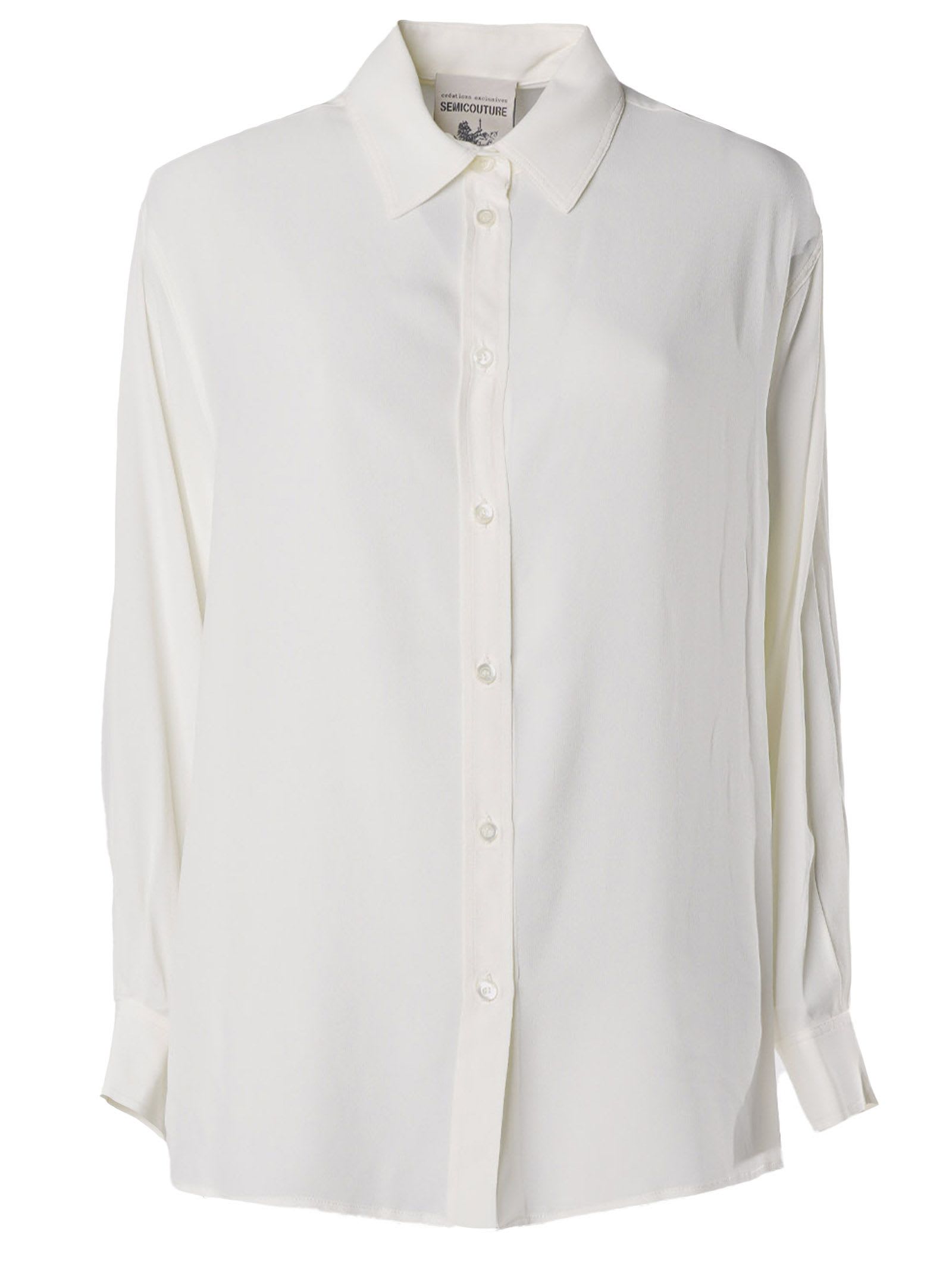 Shop Semicouture Cream Silk Crepe Shirt In Bianco