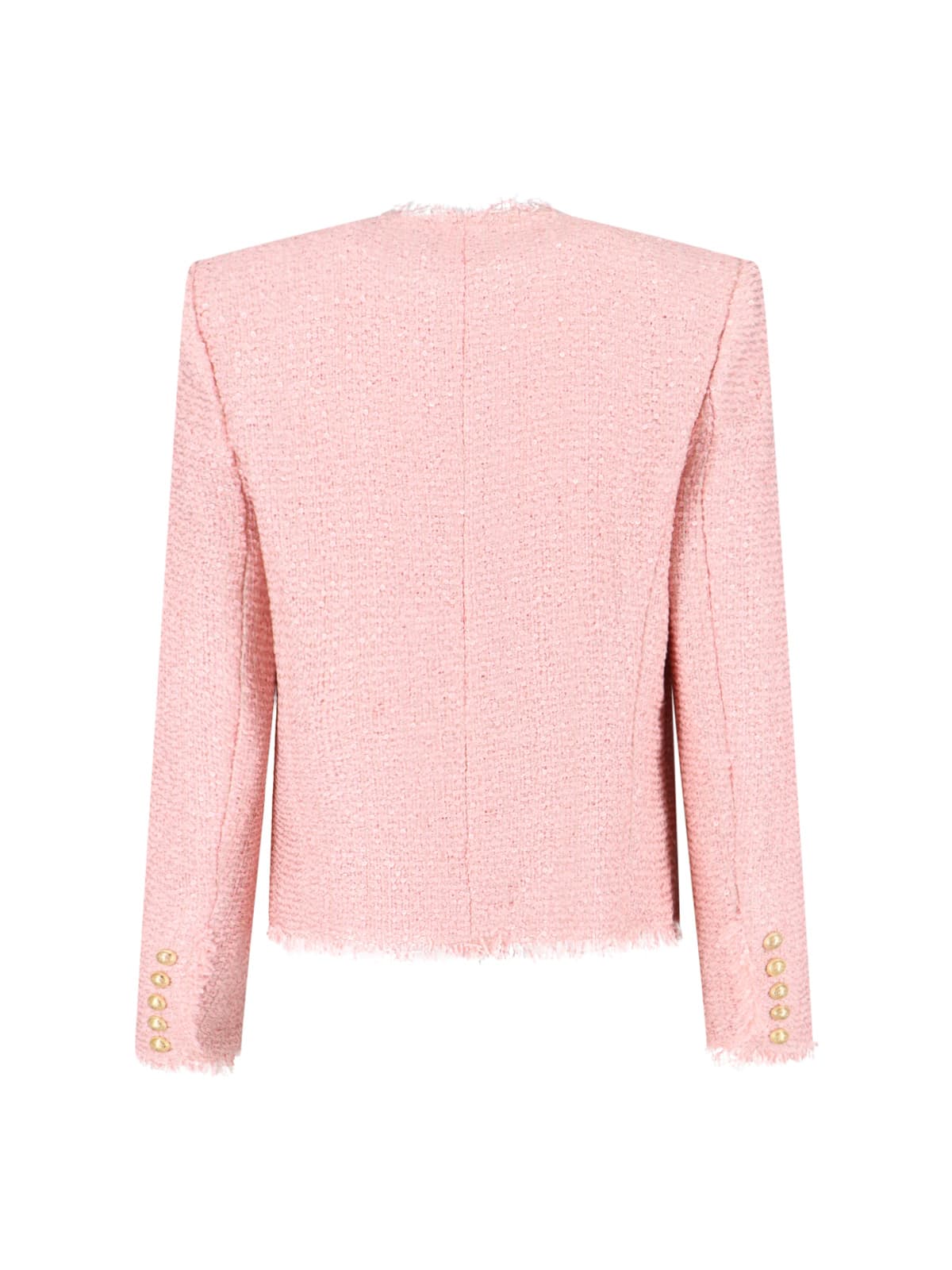 Balmain Tweed Jacket With All-over Sequins And Structured Shoulders In Red