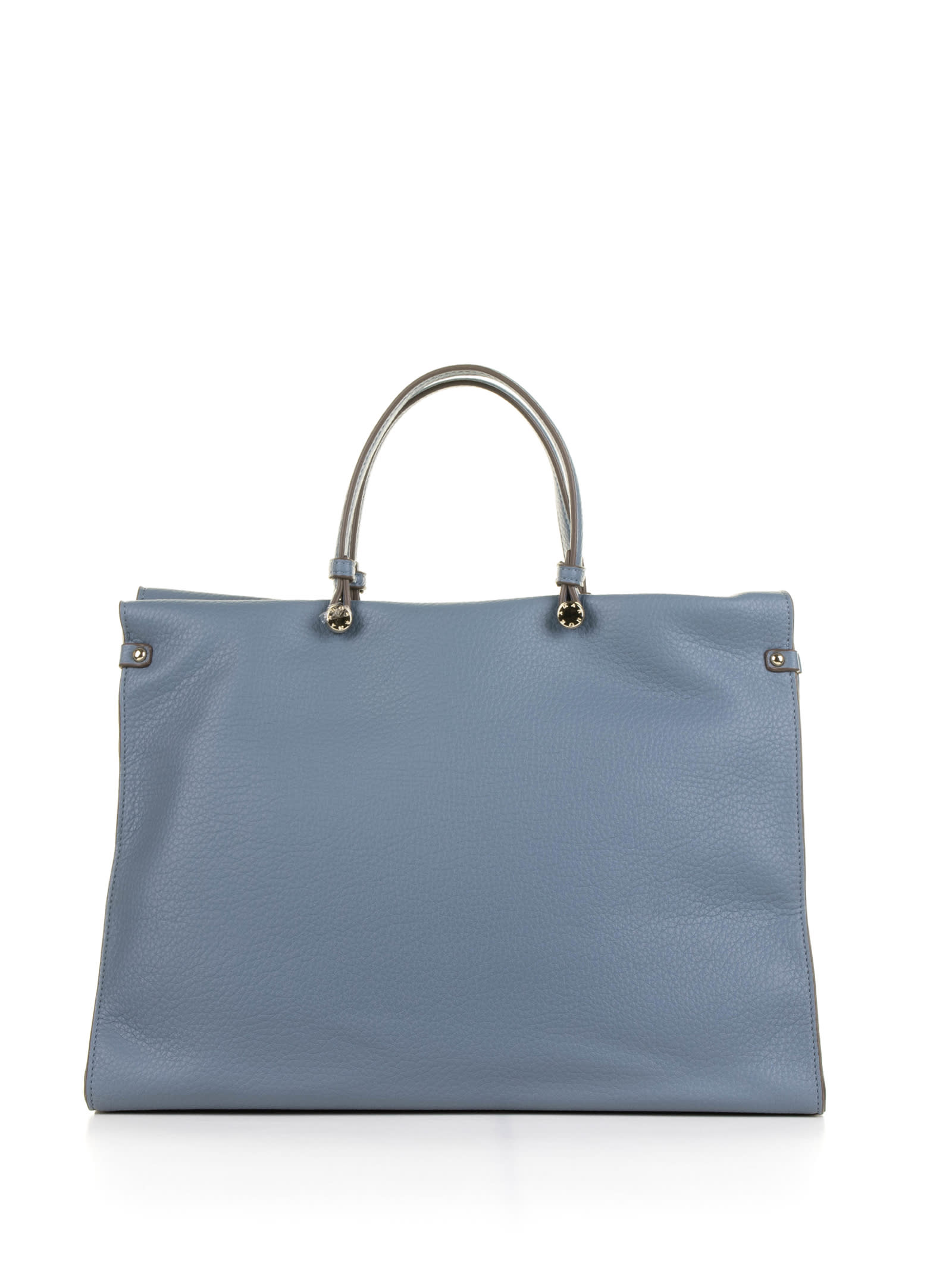 Shop Ermanno Scervino Petra Light Blue Shopping Bag In Textured Eco-leather In Azzurro