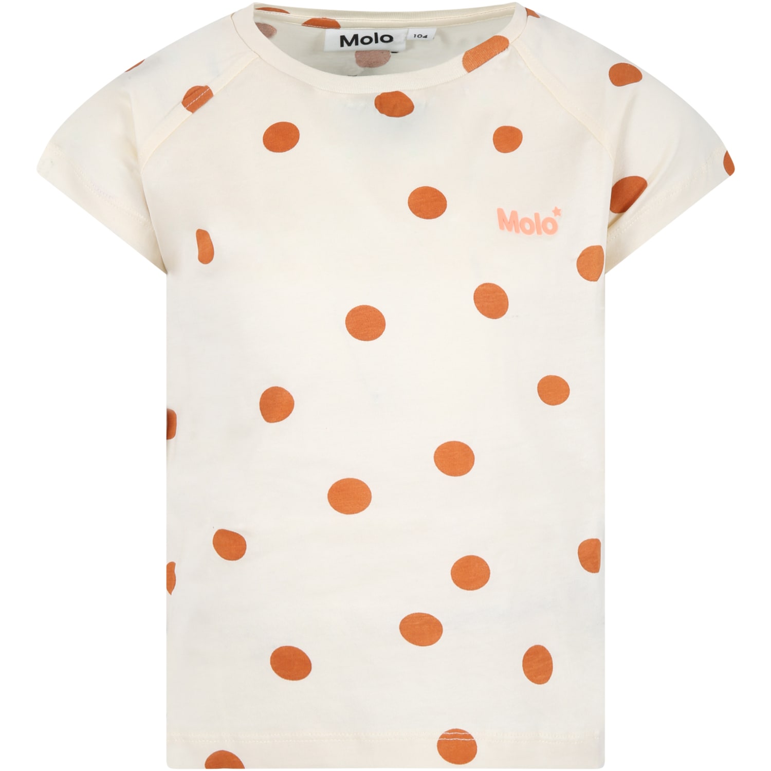 Molo Beige rozalia T-shirt For Kids With Polka-dots