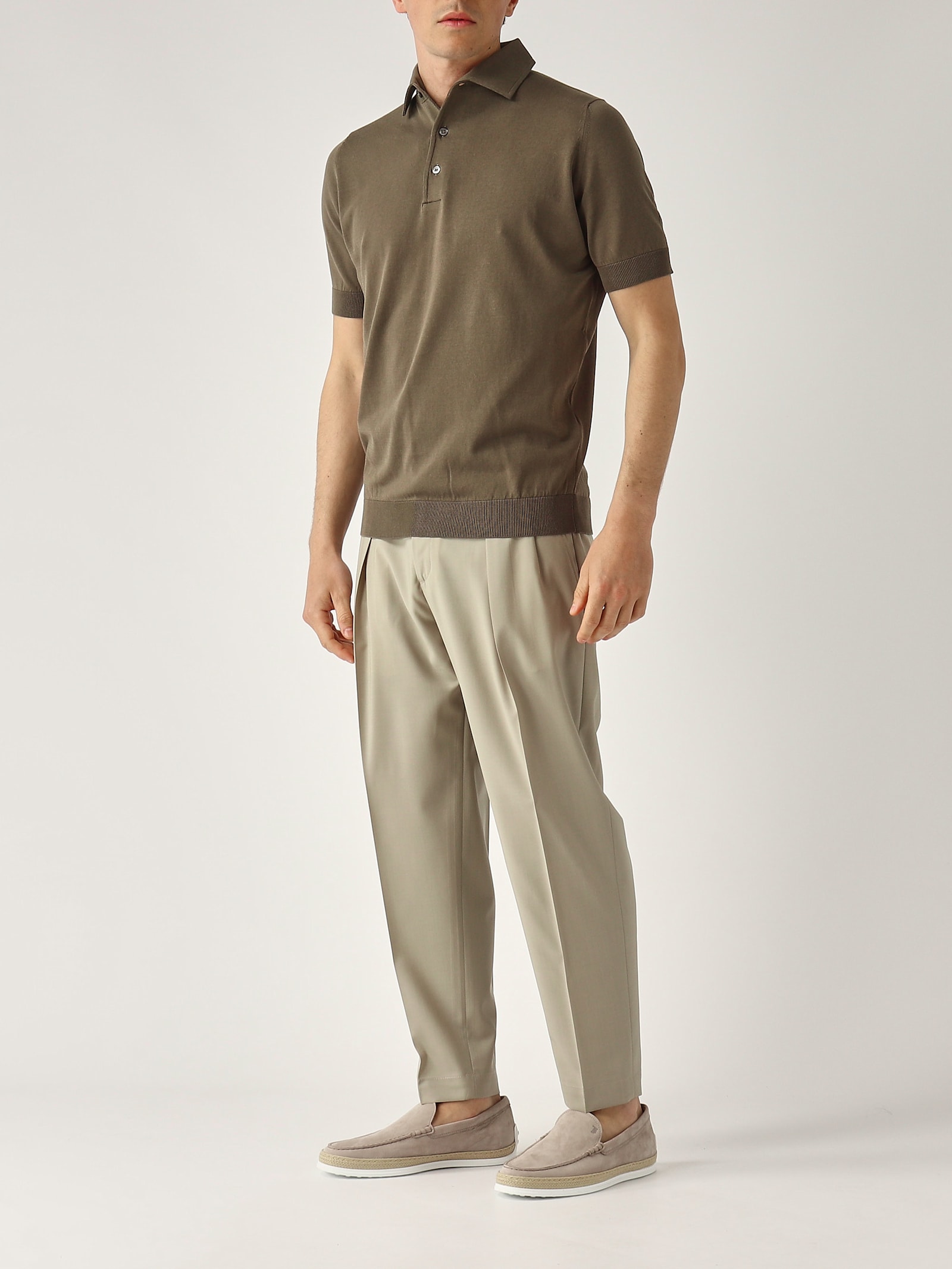 Filippo De Laurentiis M/c Paramontura In Crepe Cotton Polo In Green
