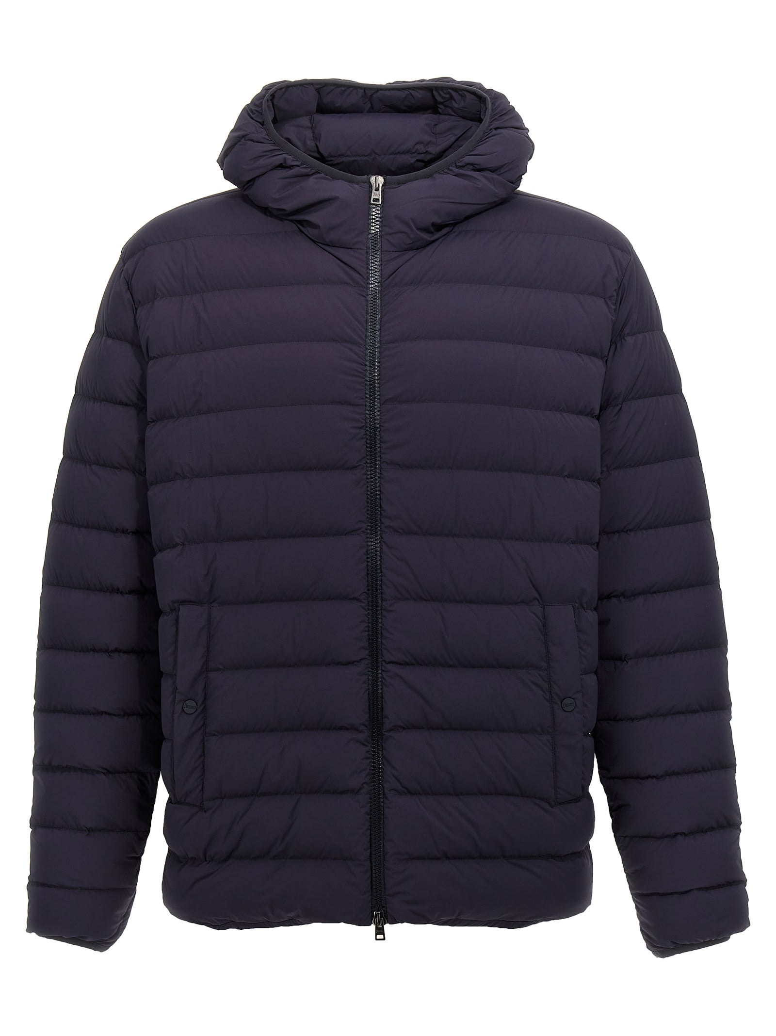 Shop Herno Hooded Down Jacket In Blue