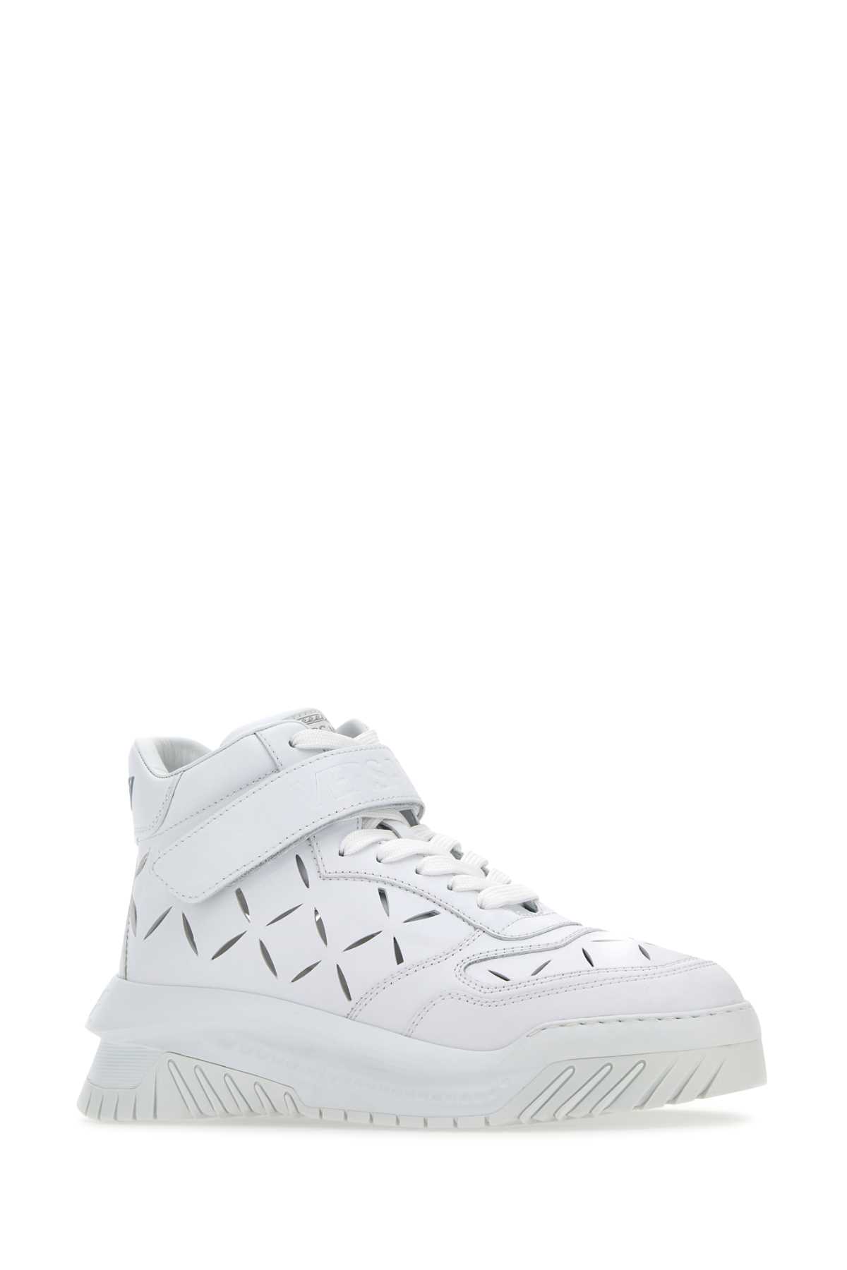 Versace White Leather Odissea Sneakers In 1w00p