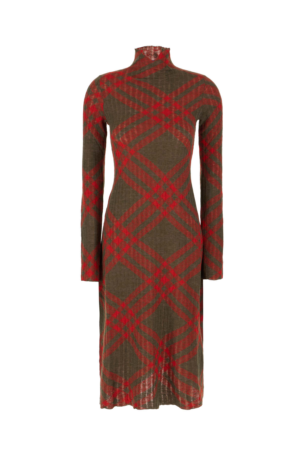 Burberry Women Check Wool Blend Dress In Red
