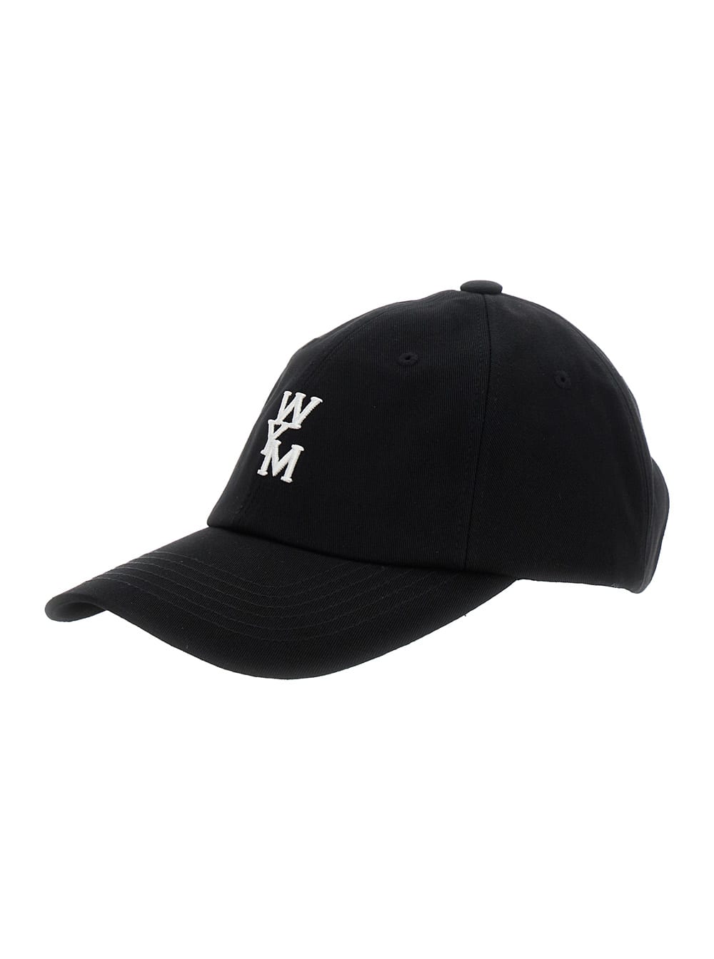 Black Baseball Cap With Logo Print On The Front And Logo Lettering On The Rear In Cotton Man