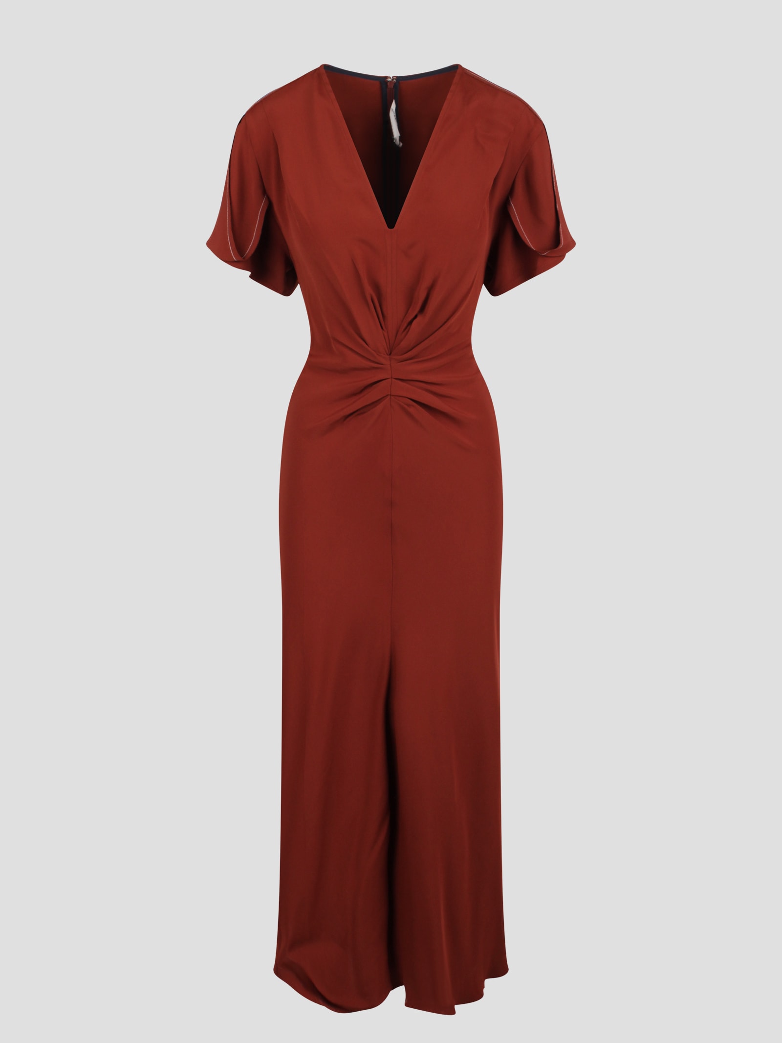 Shop Victoria Beckham Gathered-detail Crepe Dress