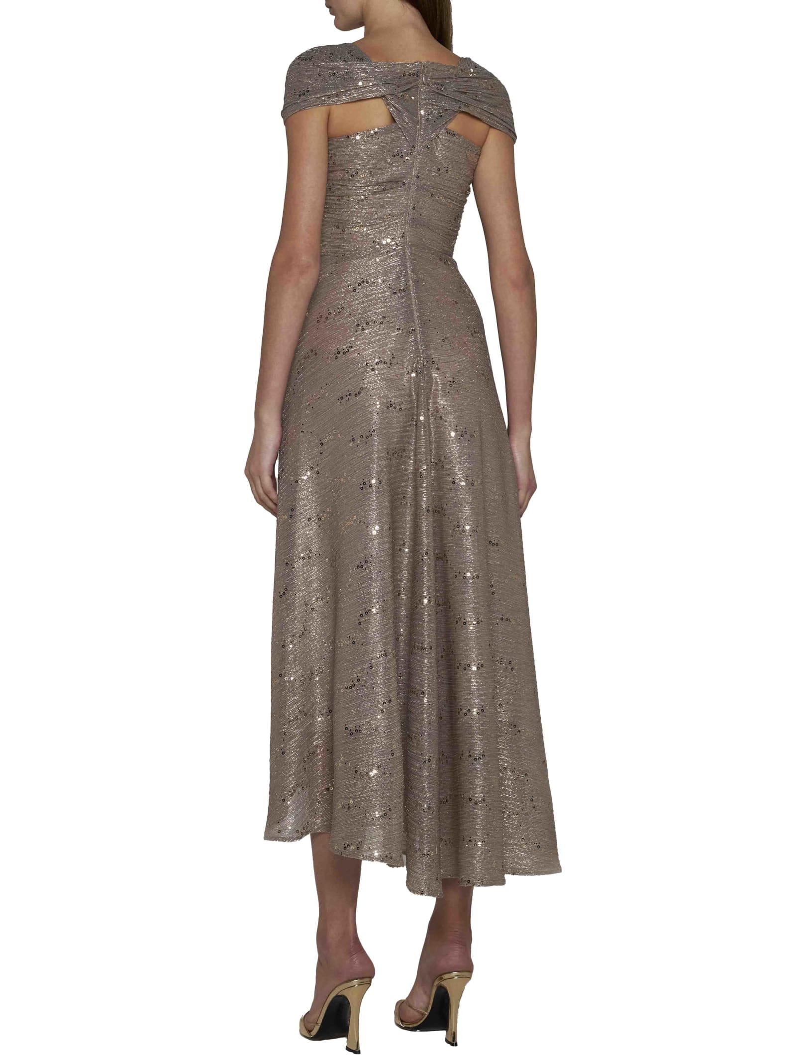 Shop Talbot Runhof Dress In Icegold