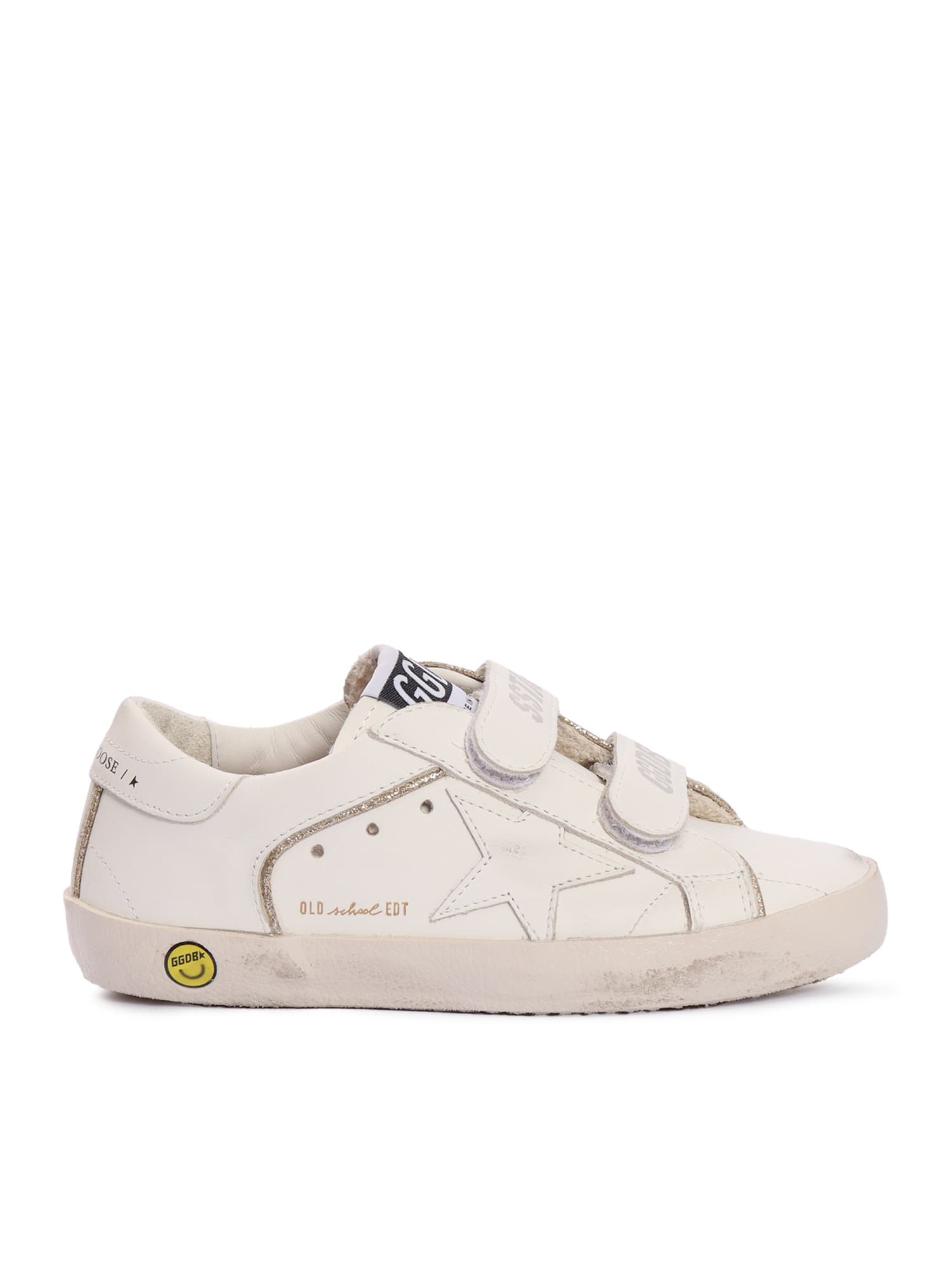 Golden Goose Old School Leather Upper Toe Star And Heel With Gllitter Piping Sneakers In White