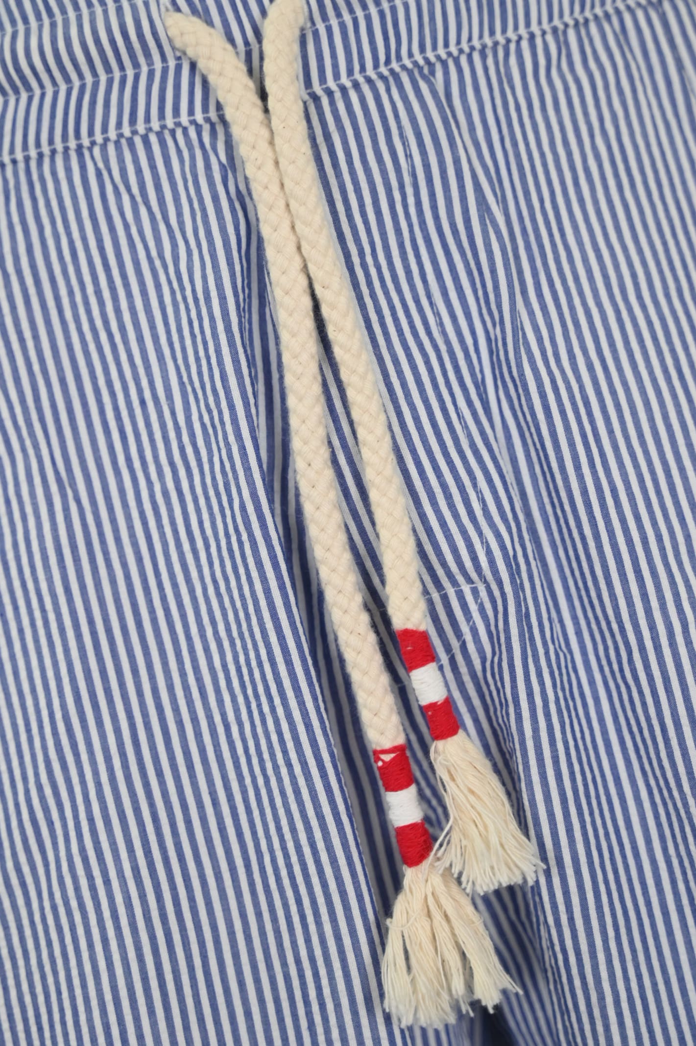 Shop Mc2 Saint Barth Marseille Bermuda Shorts In Blue/white Striped Linen In Blu/bianco