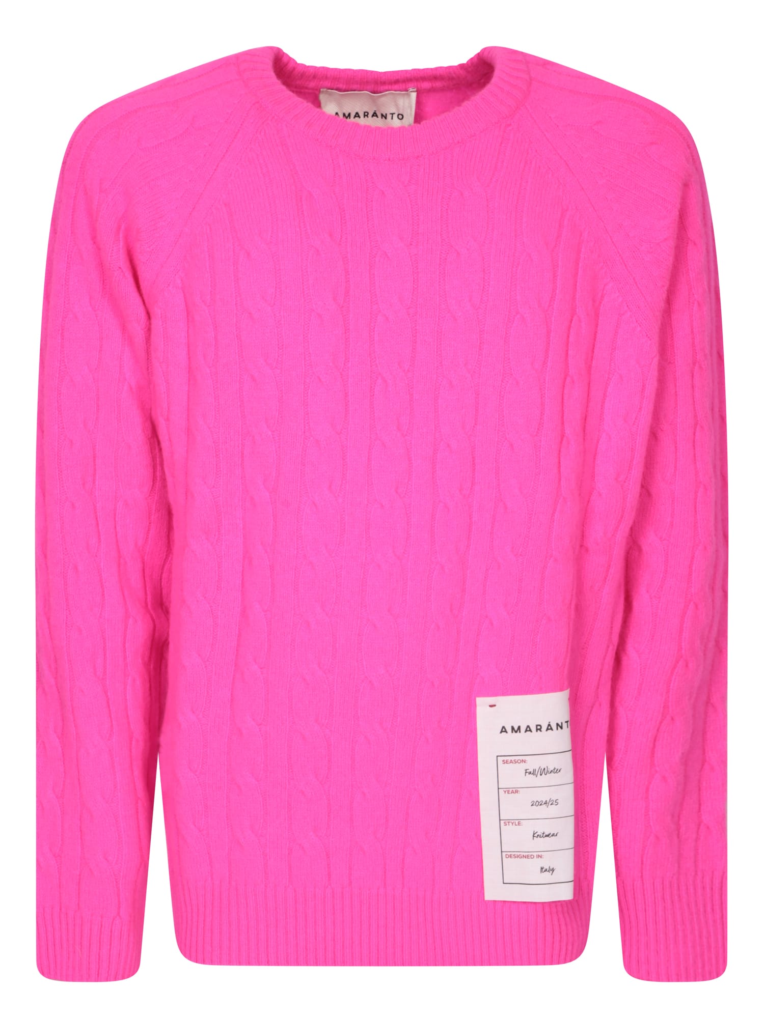 Shop Amaranto Braided Fuchsia Sweater In Pink