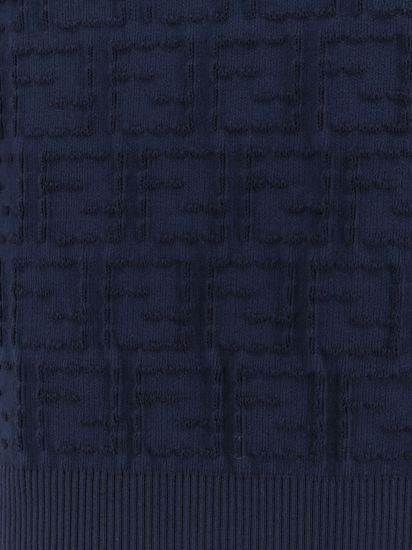 Fendi Ff Cotton Blend Sweater In Blue