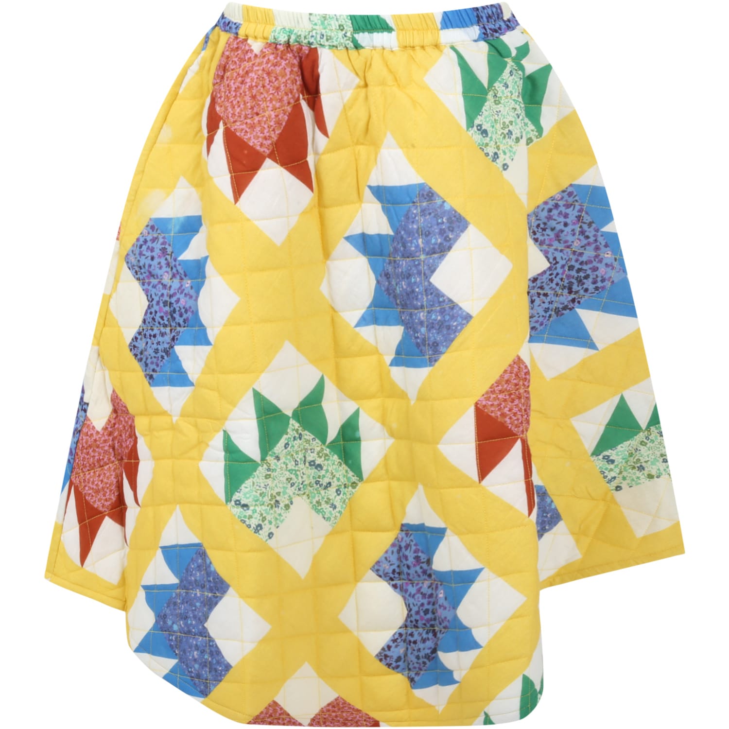 MAISON MANGOSTAN YELLOW SKIRT FOR GIRL WITH COLORFUL DETAILS